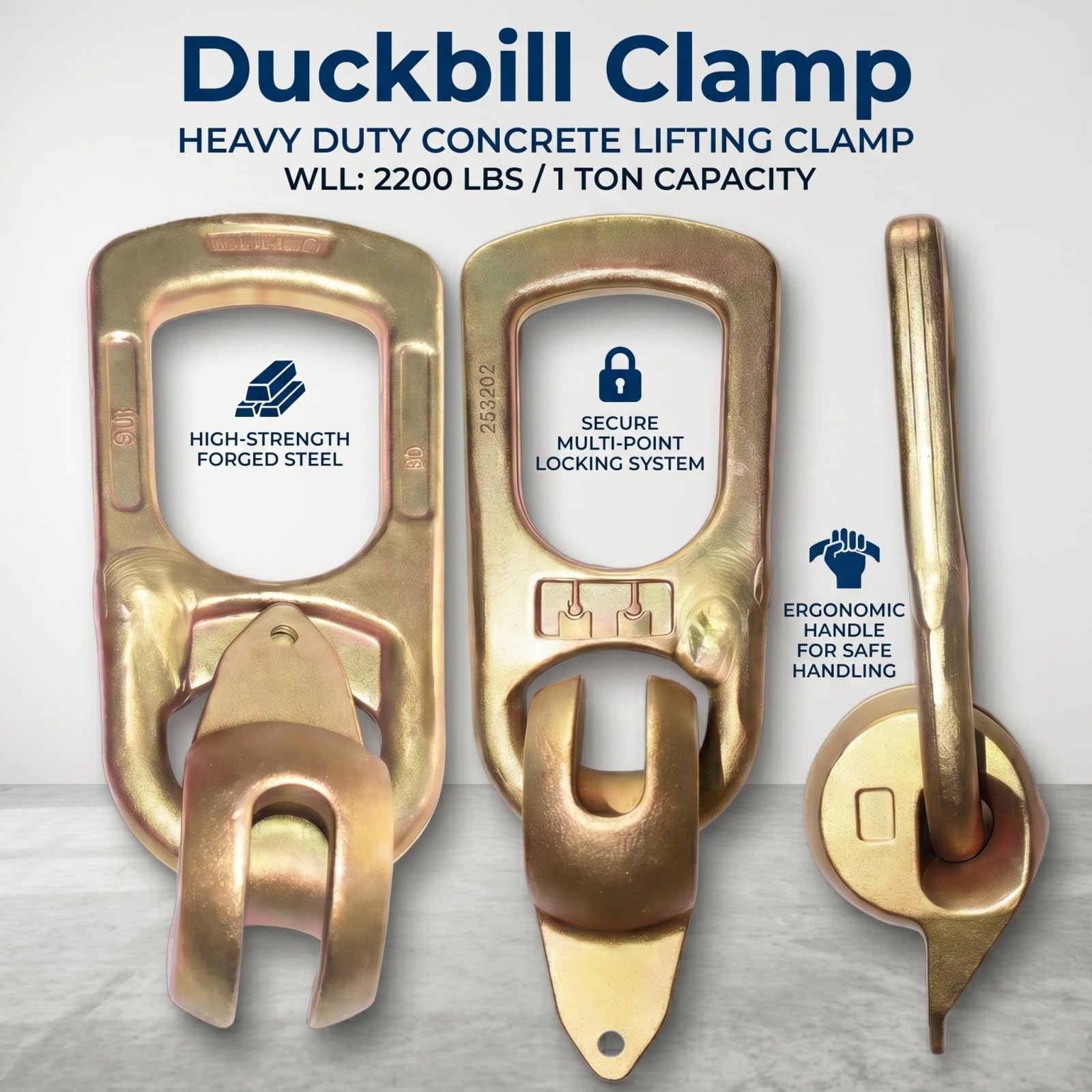 Pinza Elevacion Concreto Duckbill Acero 1.3T 2.5T