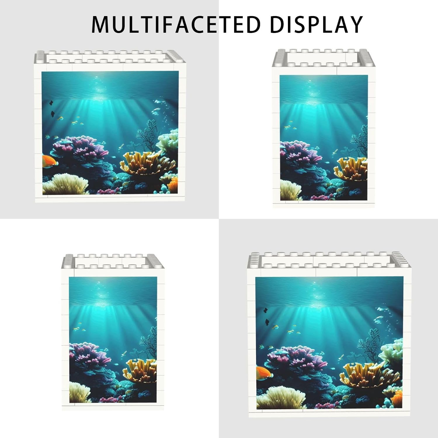 Underwater Scenery Print Uv Print Block Pencil Cup, Detachable Creative Block Desk Organizer Office Abs Pen Holder image 2