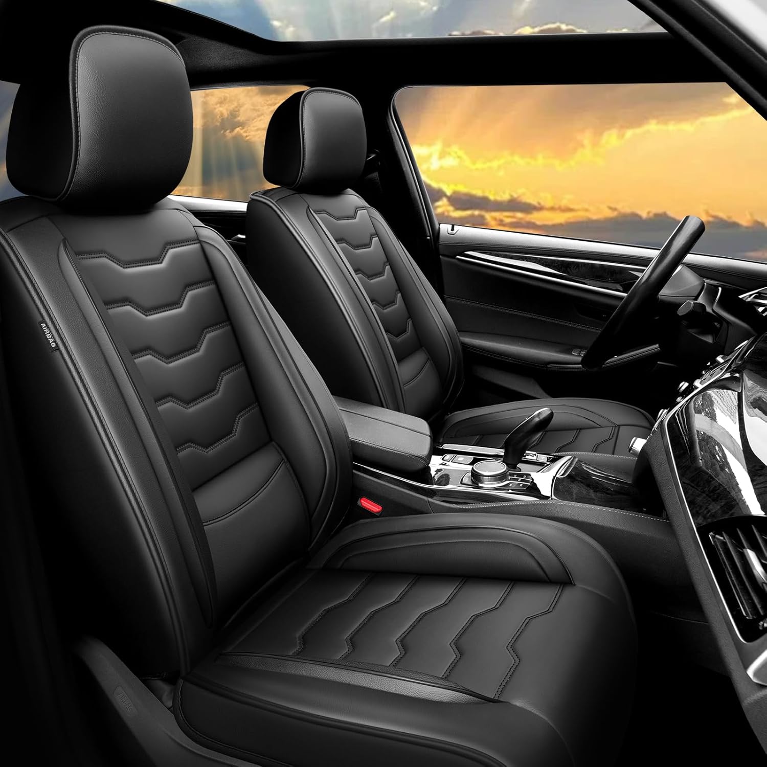 Fit Tucson Car Seat Covers Premium Leather for Hyundai Tucson 2010-2024 2025. Waterproof? Breathable, Scratch-Resistant & All-Weather Seat Cushion Protector (Full Set, Black) Black#01 Full Set Seat Covers