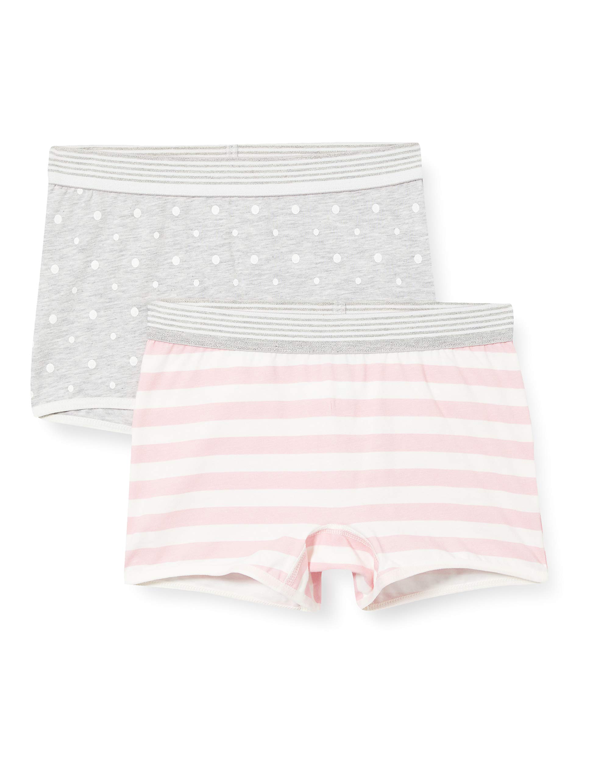 Sanetta Girls' Shorts in Double Pack Grey Briefs, Light Grey (Light Grey Blend), 10 Years