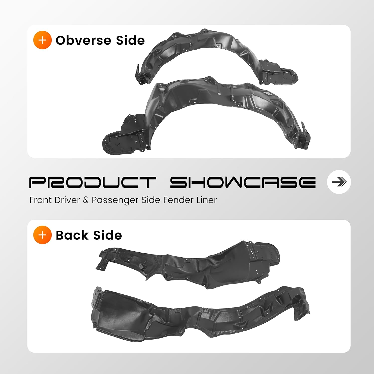 ALMULOO Front Fender Liner Compatible with 2010-2015 Toyota Prius Replacement for TO1248158 TO1249158 5387647070 5387547030 w/o Insulation Foam Wheel Liner Splash Shields Guard Inner Panel