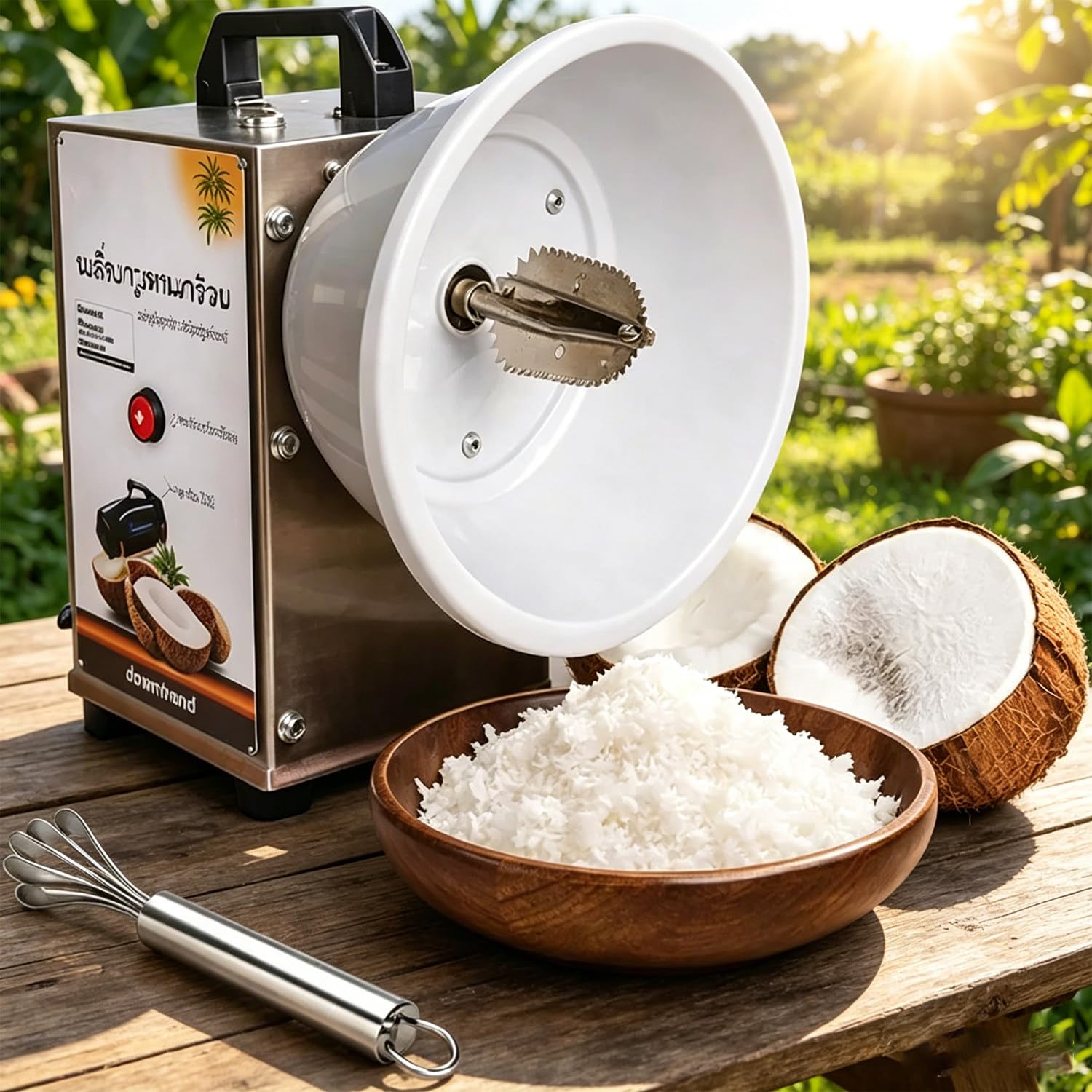 Rallador Vertical para Coco, máquina eléctrica para procesar Coco con 3 velocidades, Herramienta de Acero Inoxidable para extraer la Pulpa del Coco, Ideal para panaderías y pastelerías.