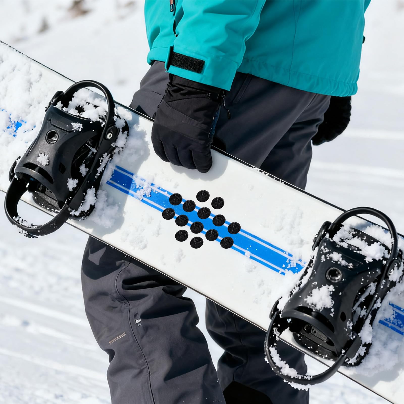 20 Pièces Patins de Snowboard, Coussinets de Roulement Auto-Adhésifs pour Snowboard avec 30 Points Colle Antidérapants en Plastique pour Sports d'hiver, Ski, Femmes et Hommes