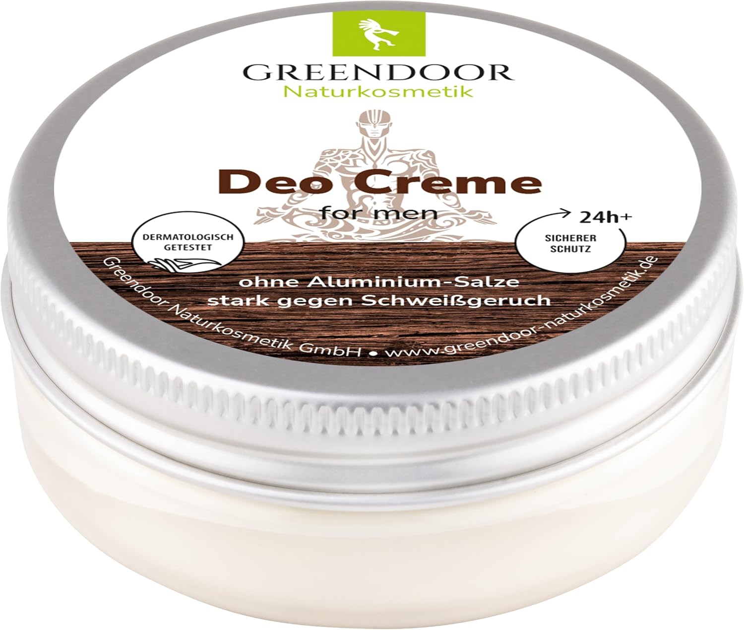 GREENDOOR Mocny męski dezodorant w kremie 50 ml, na 6 miesięcy, bez zapachu ciała, naturalny dezodorant o męskim zapachu, bez aluminium, naturalna siła dla świeżych pach, wegański