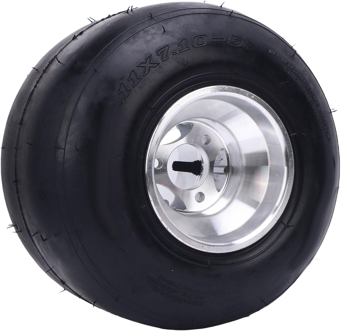 Estink 11x7.10 5 Tire and Rim Assembly, 4PR Tubeless Rear Wheel Aluminum Alloy Solid Tire with Sturdy Layered Structure, for ATV UTV SxS Side by Side Cart Go Kart