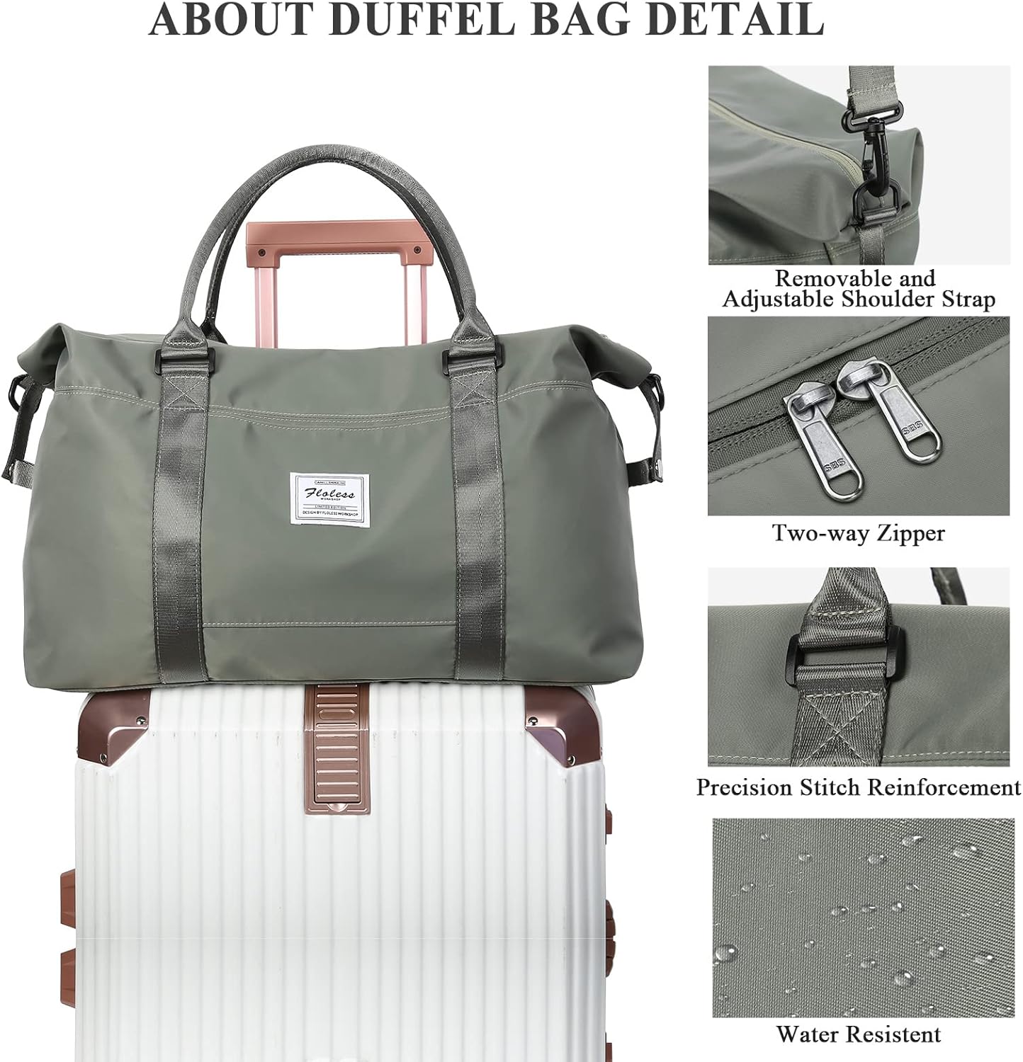 Gym Bag for Women, Travel Duffel Bag,Weekender Overnight Bag with Wet Pocket&Trolley Sleeve,Carry On Personal Item Bag - Image 6