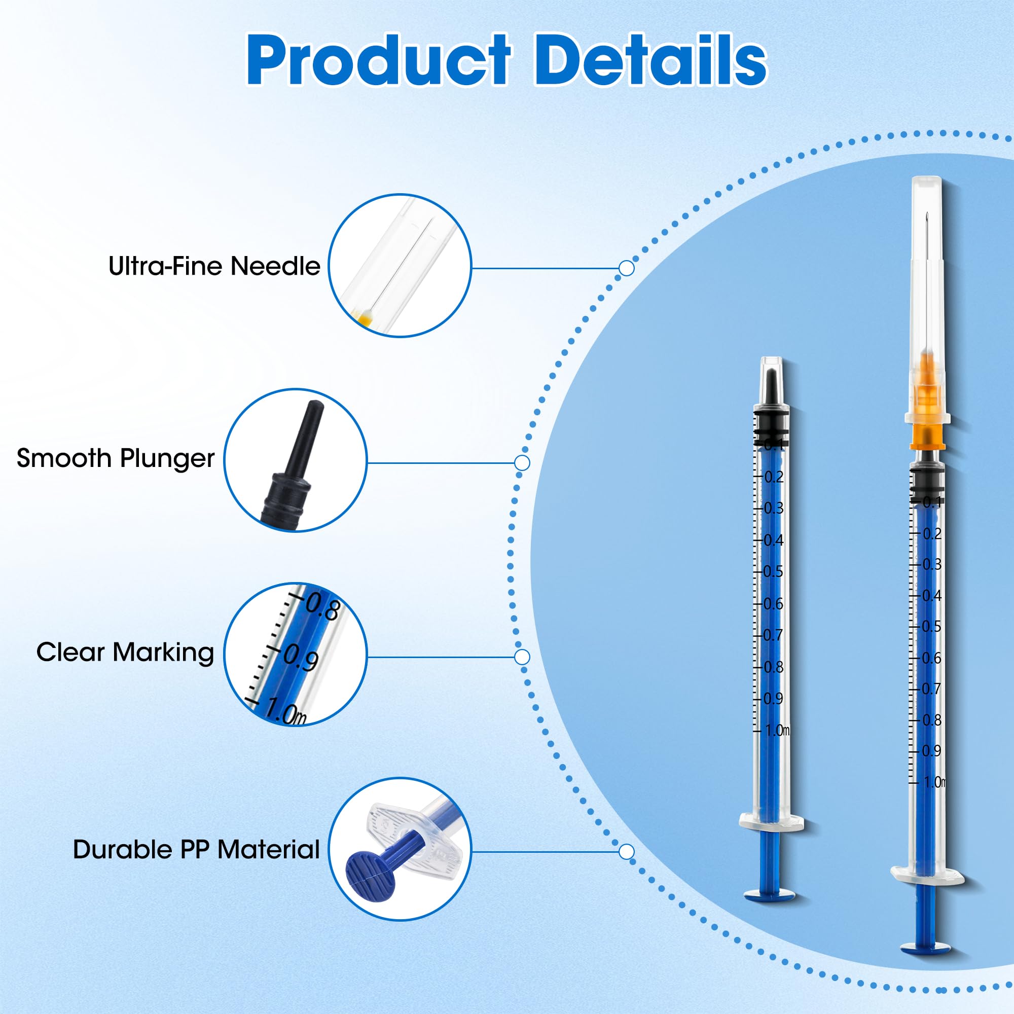 Disposable Syringe for Scientific Labs, Individually Wrapped (1ml 25Ga 1" Luer Slip, Count, 20.0) — Amazon image 3