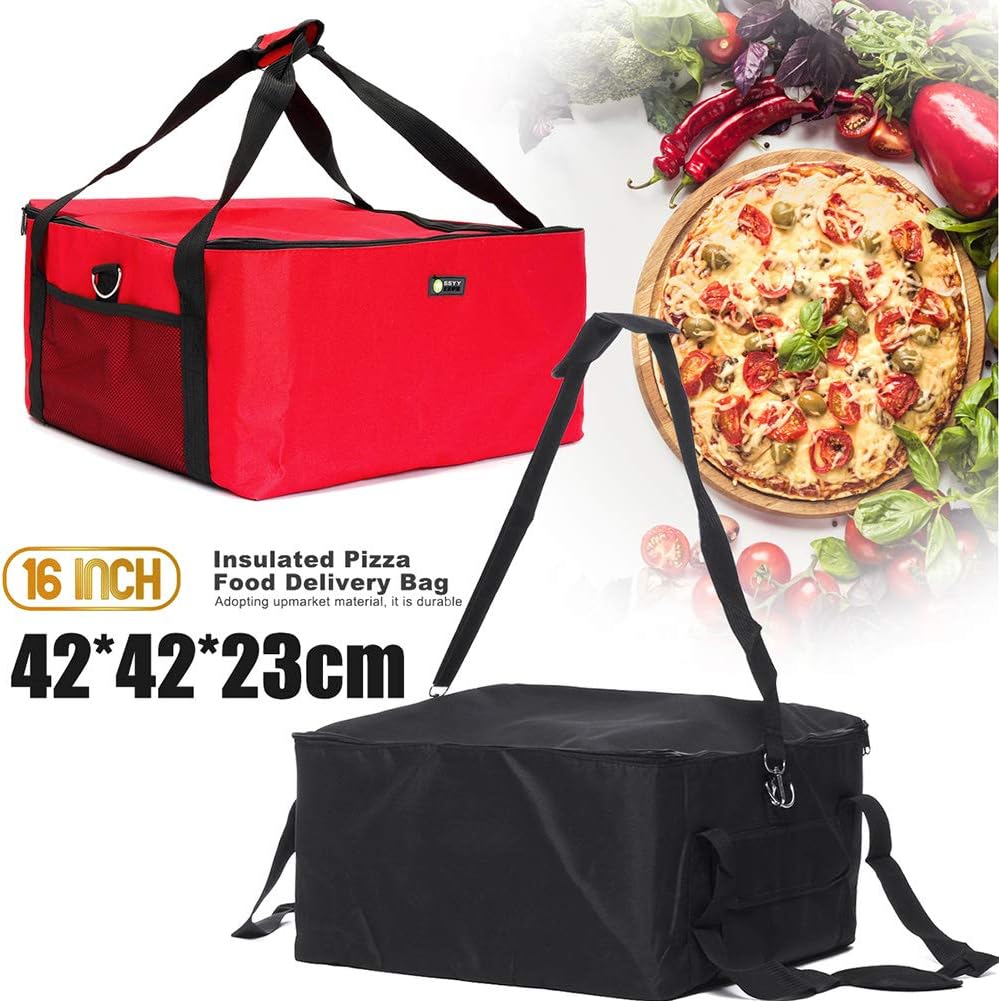 Pizza Bag, Pizza Bag with Aluminium Fabric, Food Delivery Bag with Waterproof Insulation, Portable Thermal Bag or Hot Food Delivery (16 Inch)