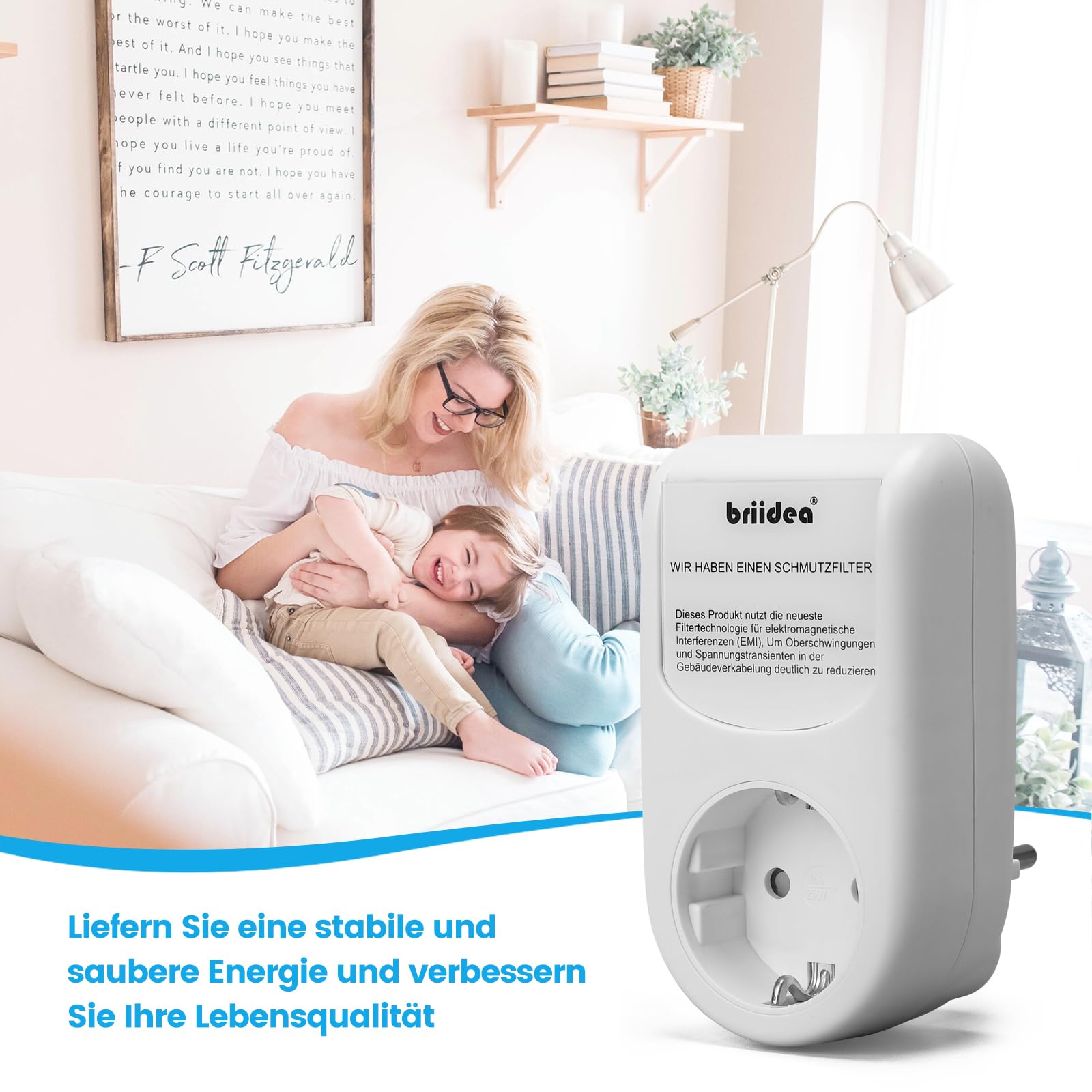 briidea Netzfilter-Zwischenstecker, Universal-Breitband Netzfilter, Gesunde Umgebung & Längere Gerätelebensdauer durch Hochfrequenzrauschfiltration