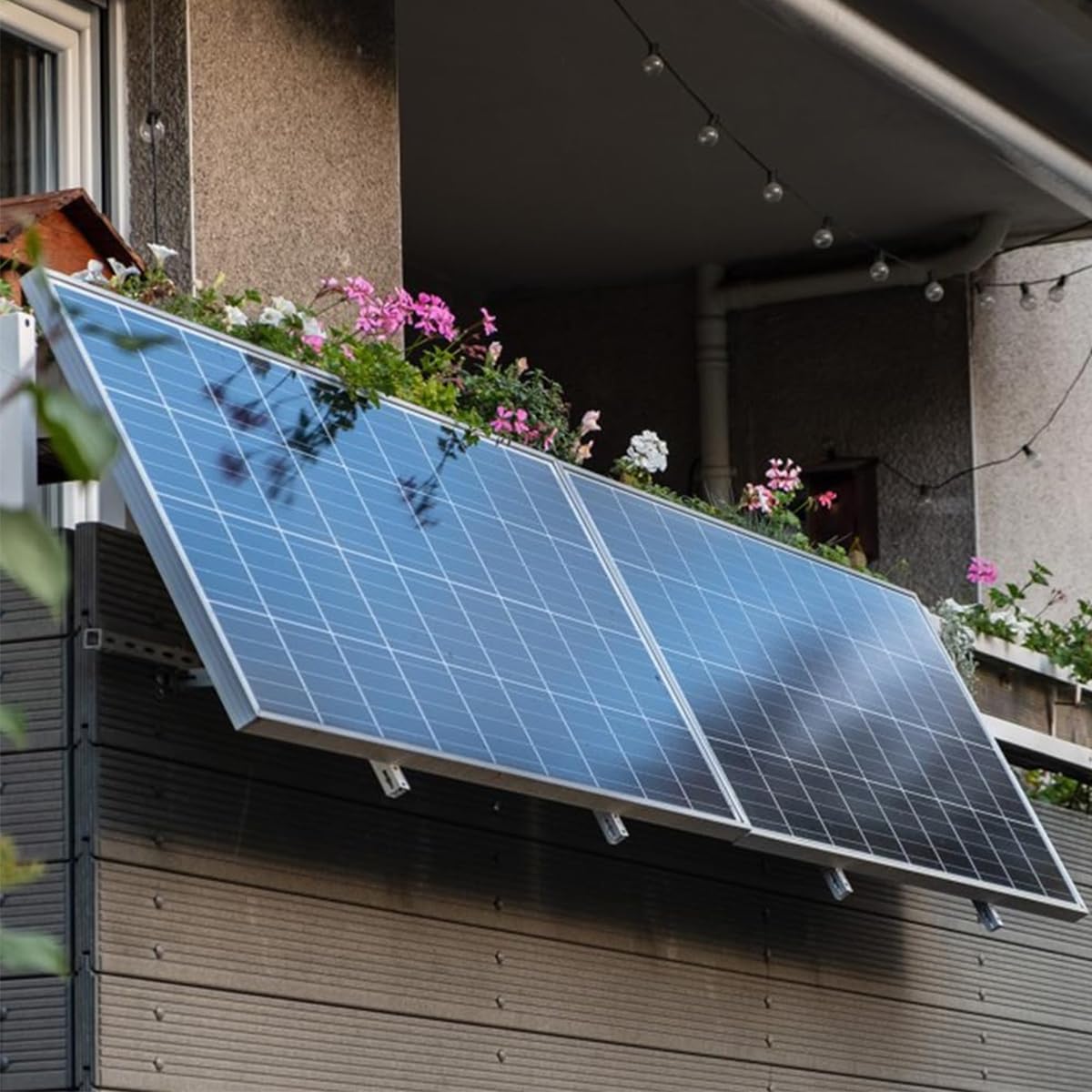 Qury 1 juego de gancho fotovoltaico para balcón con tornillos de instalación, soporte solar de acero inoxidable para panel fotovoltaico cable de metal