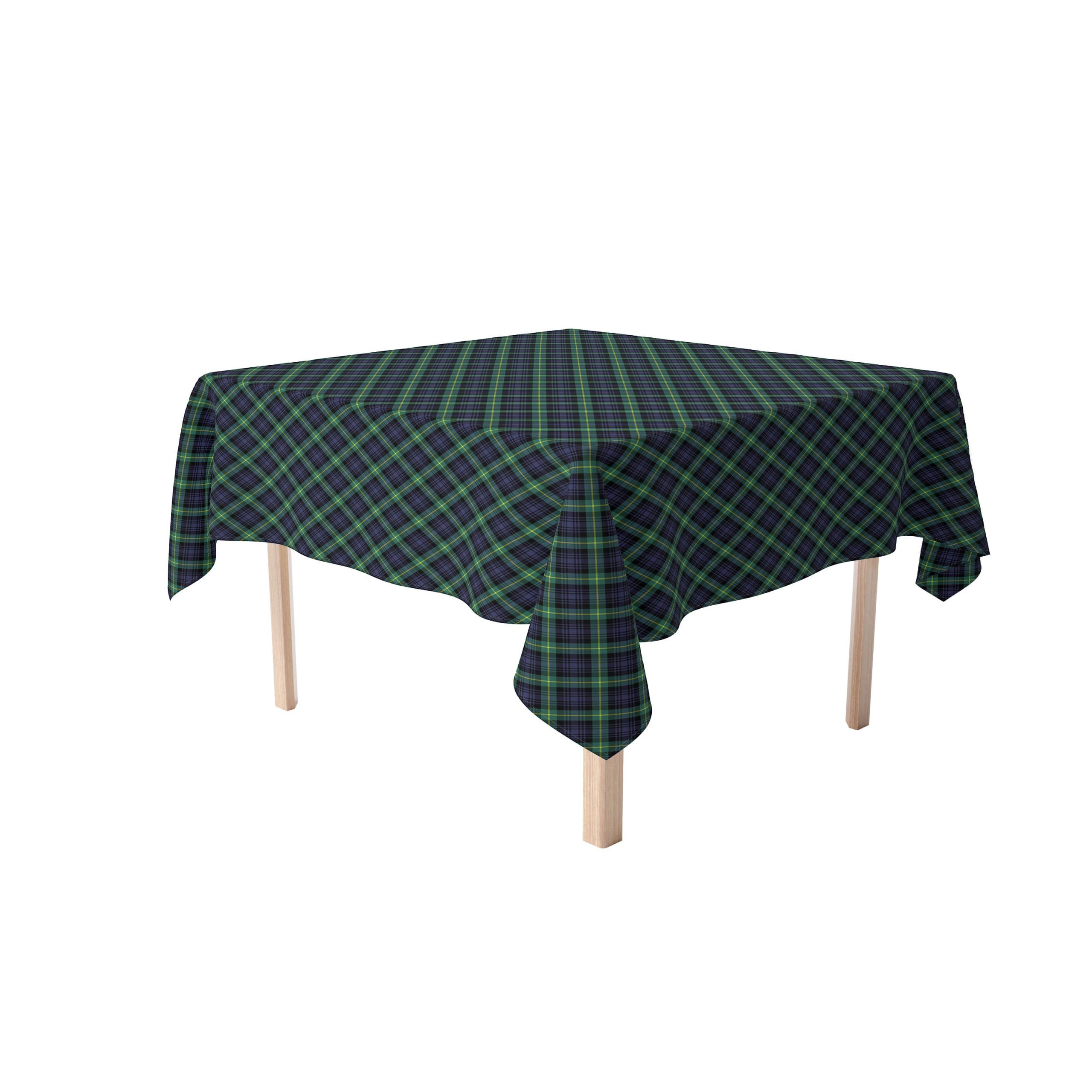 Fabric Textile Products | Blue & Green Tartan Tablecloth | Plaid Square Tablecloth | 70" x 70" | Machine Washable and Stain-Resistant for Easy Care |