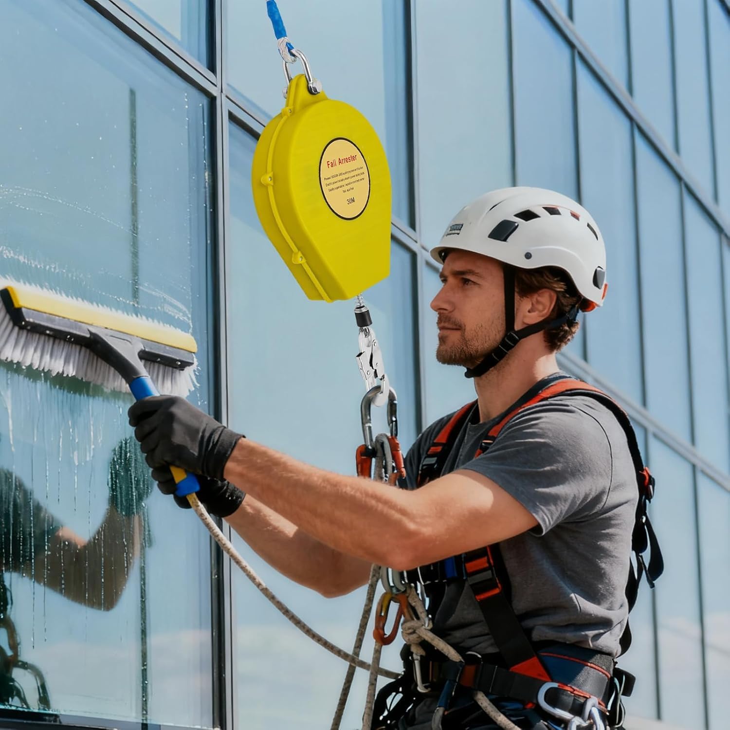 Fall Protection Retractable Lanyard 15FT Construction Self-Retracting Lifeline Fall Arrester Safety Roofing Work Rope