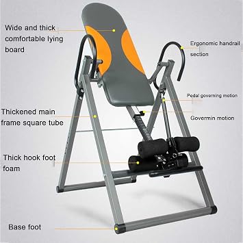 Foldable Inversion Table, Inversion Table with Air Soft Ankle Pads and 350 Lb Capacity, Safe and Portable, Back Stretch Machine for Home Gym, Relieve Spine, Back Pain