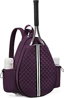 Sucipi Tennis Bag, Quilted Tennis Sling Crossbody Backpack, Water Resistant Tennis Racket Bags for Women Men, Suitable for Pickleball Tennis Badminton