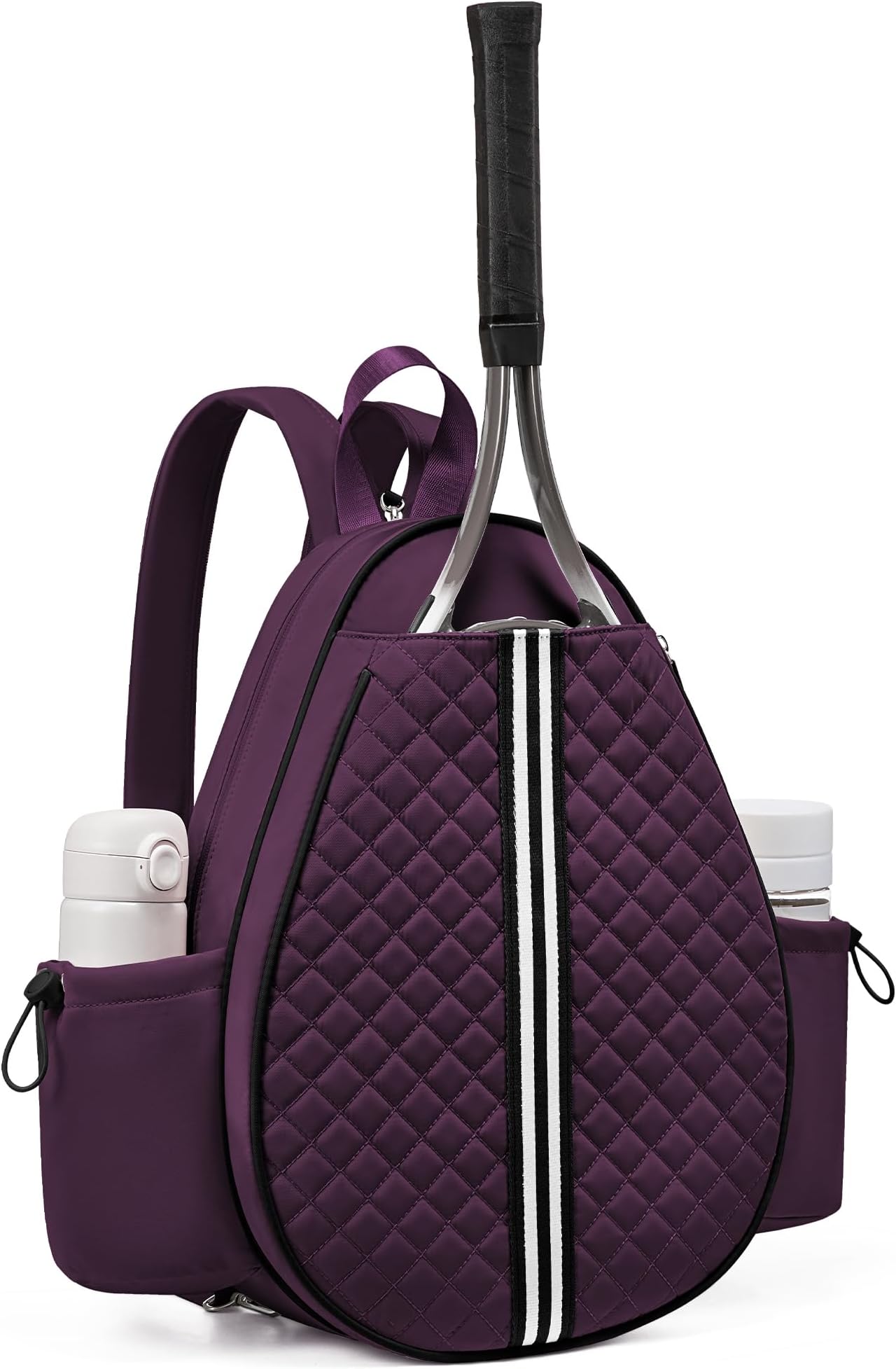 Sucipi Tennis Bag, Quilted Tennis Sling Crossbody Backpack, Water Resistant Tennis Racket Bags for Women Men, Suitable for Pickleball Tennis Badminton