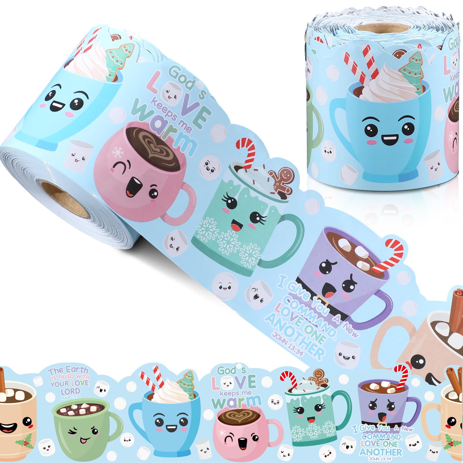 68.9 Feet Christmas God's Love Keeps Me Warm Board Border Winter Religious Classroom Border Trim Strips Bright and Colorful Winter Party Decor for School Office Chalkboard Decoration