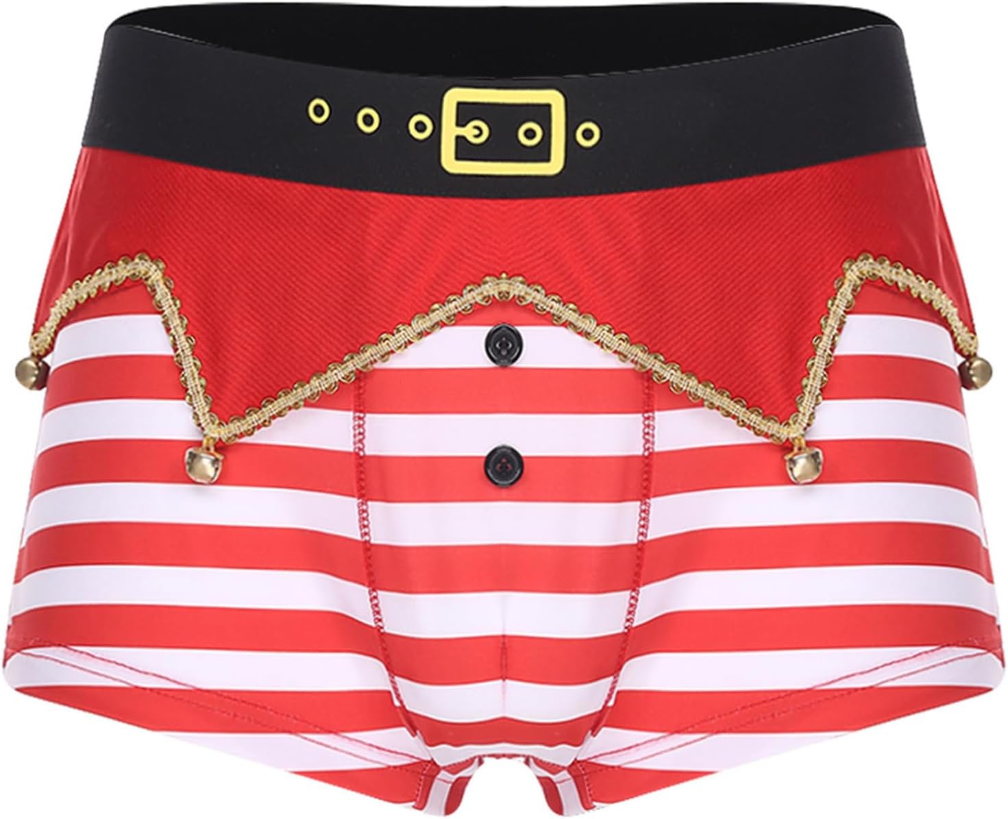 YiZYiF Men's Christmas Novelty Shorts Funny Boxer Briefs with Bells Striped & Irregular Panel