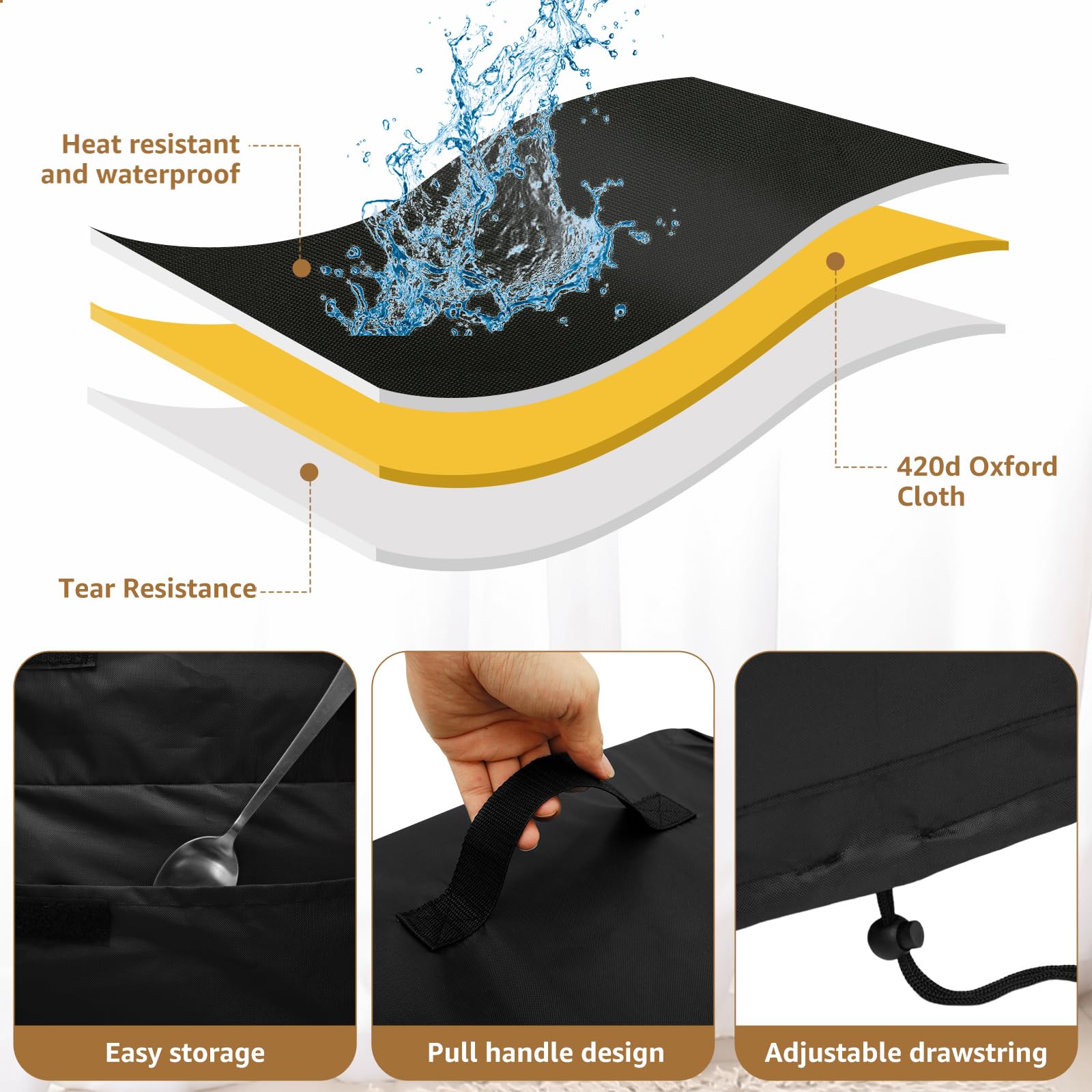 Housse de protection étanche Oxford 420D pour trancheuse commerciale 54,6 x 45,7 x 45 cm