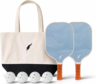 Inscribe Pickleball Paddles Single Paddle or Set of 2 with 4 Balls & Canvas Tote Lightweight Fiberglass, Honeycomb Core, Comfort Grip for Women & Men