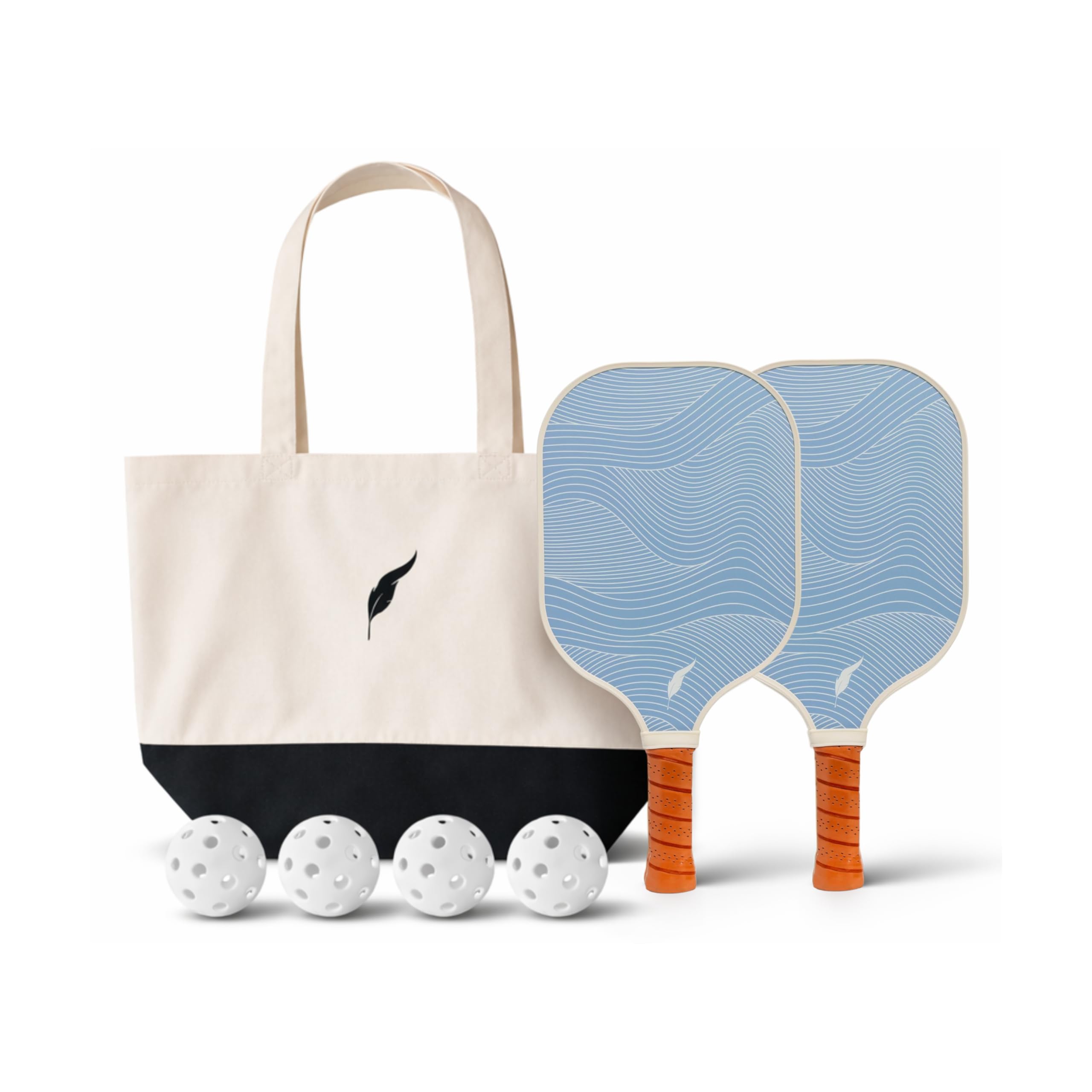 Inscribe Pickleball Paddles – Single Paddle or Set of 2 with 4 Balls & Canvas Tote – Lightweight Fiberglass, Honeycomb Core, Comfort Grip for Women & Men
