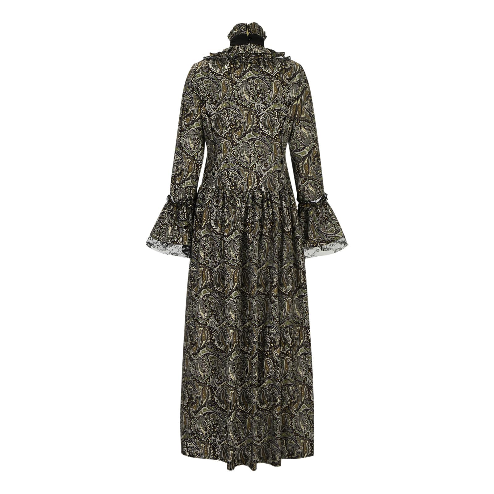 Renaissance Kleid Damen Mittelalter Gothic Kostüm Regency Corsagenkleid | Swing Steampunk Kleider, Viktorianisches Kleid, Trompetenärmel Outfit, Frauen Cosplay Dress,Karneval Halloween Maxikleid