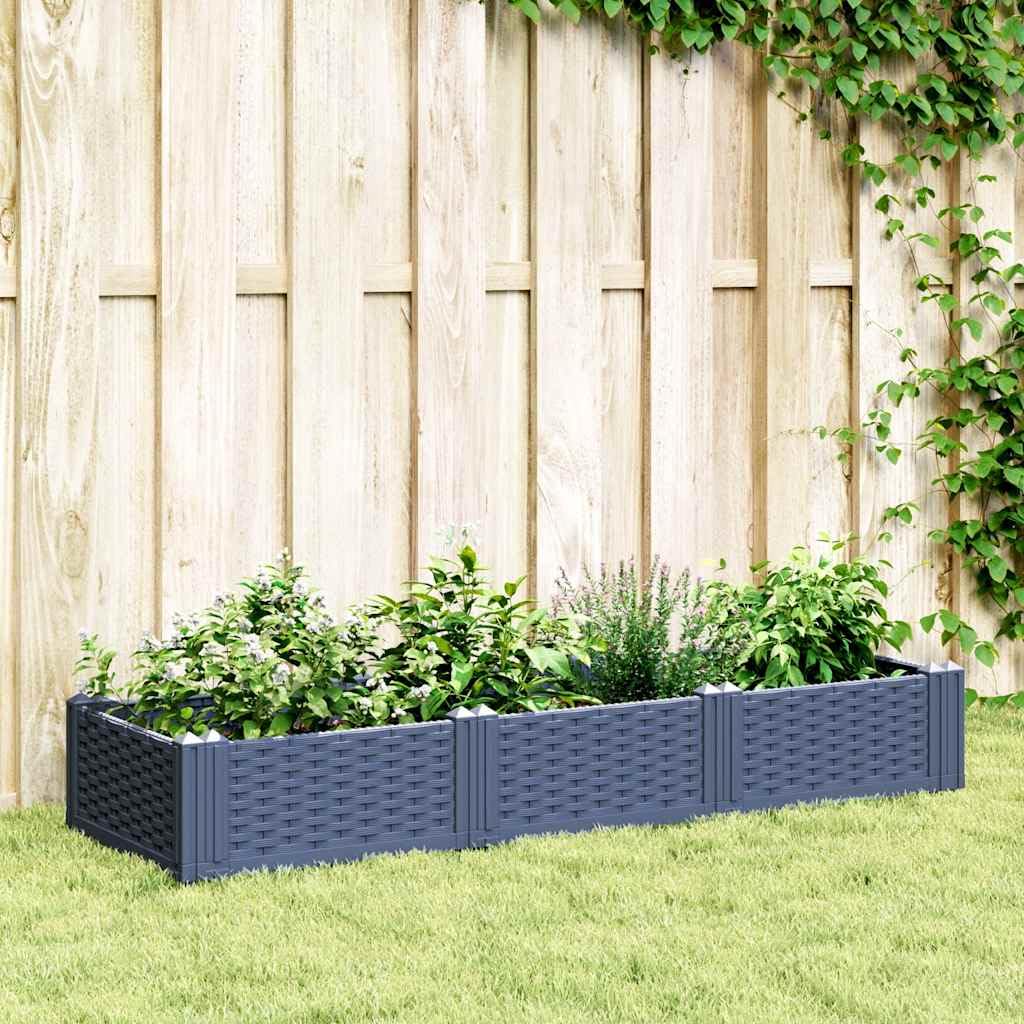 Maceta Elevada de Exterior con Apariencia de Ratán, 8 Paneles Modulares para Huerto Urbano de Verduras, Hierbas Aromáticas y Flores, Material Polipropileno