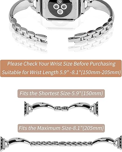 Miniatura 5 de JOYOZY Correas de metal compatibles con Apple Watch Band con funda protectora de pantalla brillante para IWatch de 1.496 pulgadas, 1.575 pulgadas,