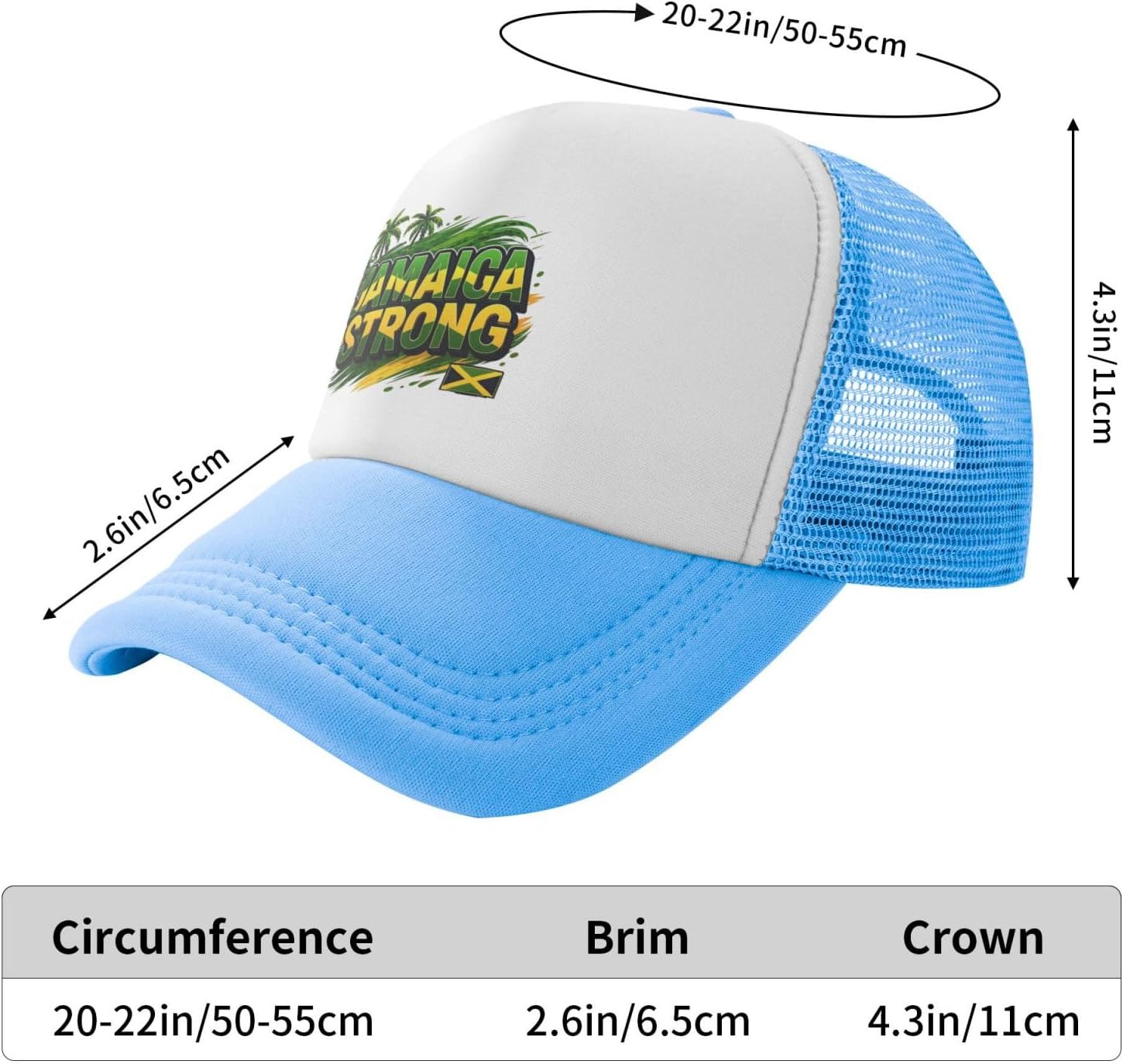 Jamaica Strong Kids Trucker Hat Mesh Adjustable Outdoor Sports Baseball Caps for Boys Girls