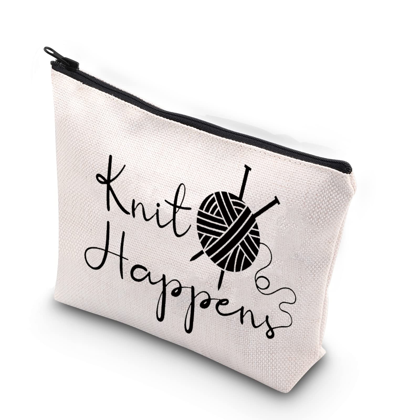 XYANFAKnitting Cosmetic Bag Knitting Gifts Crochet Gifts For Crochet Lovers Grandma Yarn Zipper Pouch, Knit Happens, Fashion