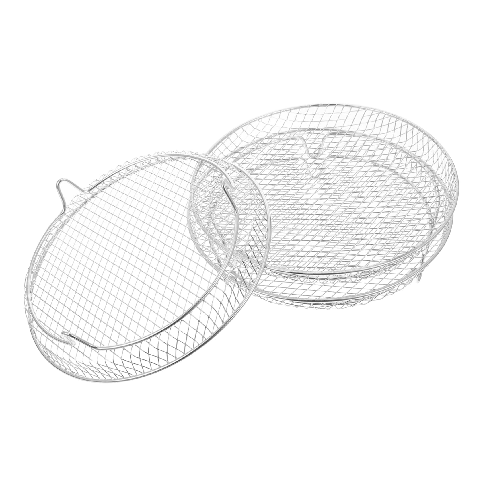 SHOWERORO Griglie Rotonde Accessorio Resistente Design a Rete Set 3 Pezzi in Acciaio Inossidabile per Grigliare e Migliorare la Cottura per Friggitrice ad Aria