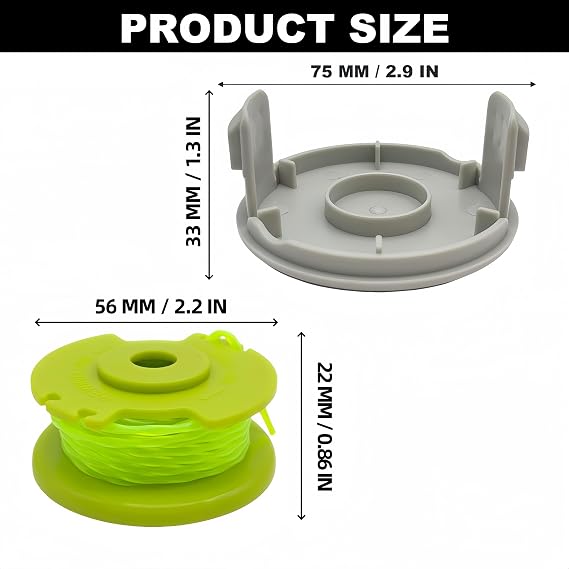 6 Pack AC80RL3 Strimmer Spool + 1 AC14HCA Cap, Compatible with Ryobi
