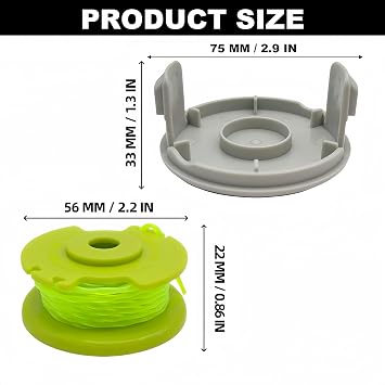 6 Pack AC80RL3 Strimmer Spool + 1 AC14HCA Cap, Compatible with Ryobi
