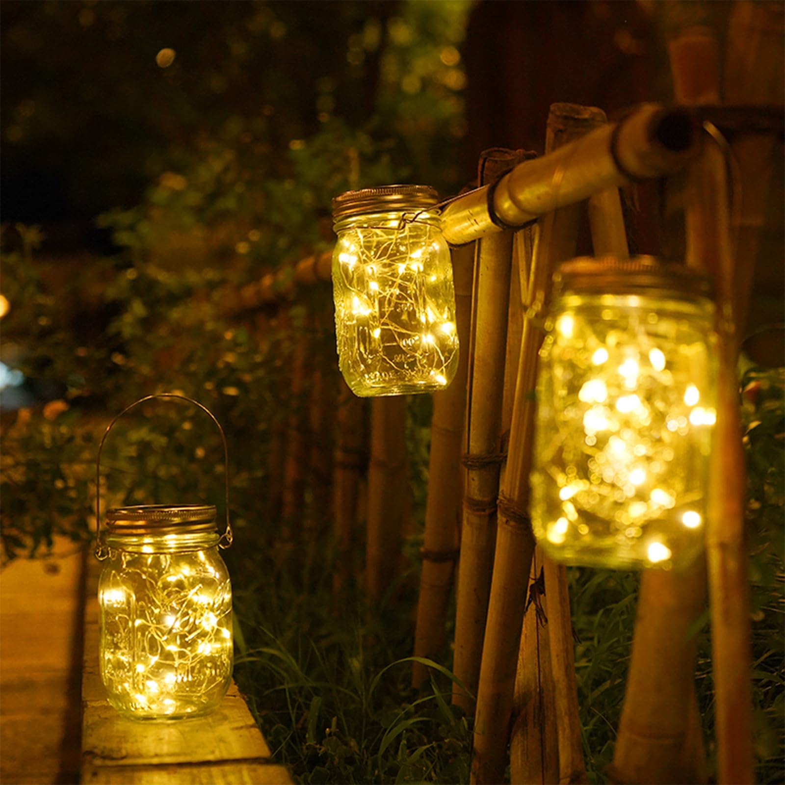 Lot de 6 couvercles solaires Mason Jar Light - 3 m - 30 LED - Verre solaire - Guirlande lumineuse - Bocal en verre - Lanterne suspendue - Jardin, terrasse, arrière-cour
