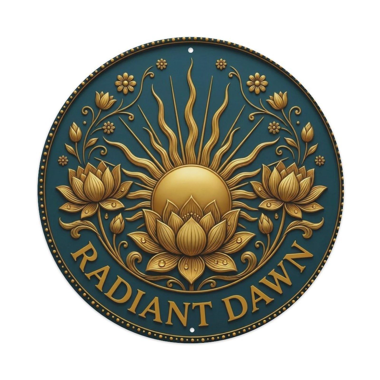 Vintage Radiant Dawn Flower Zen Yoga Metal Tin Sign