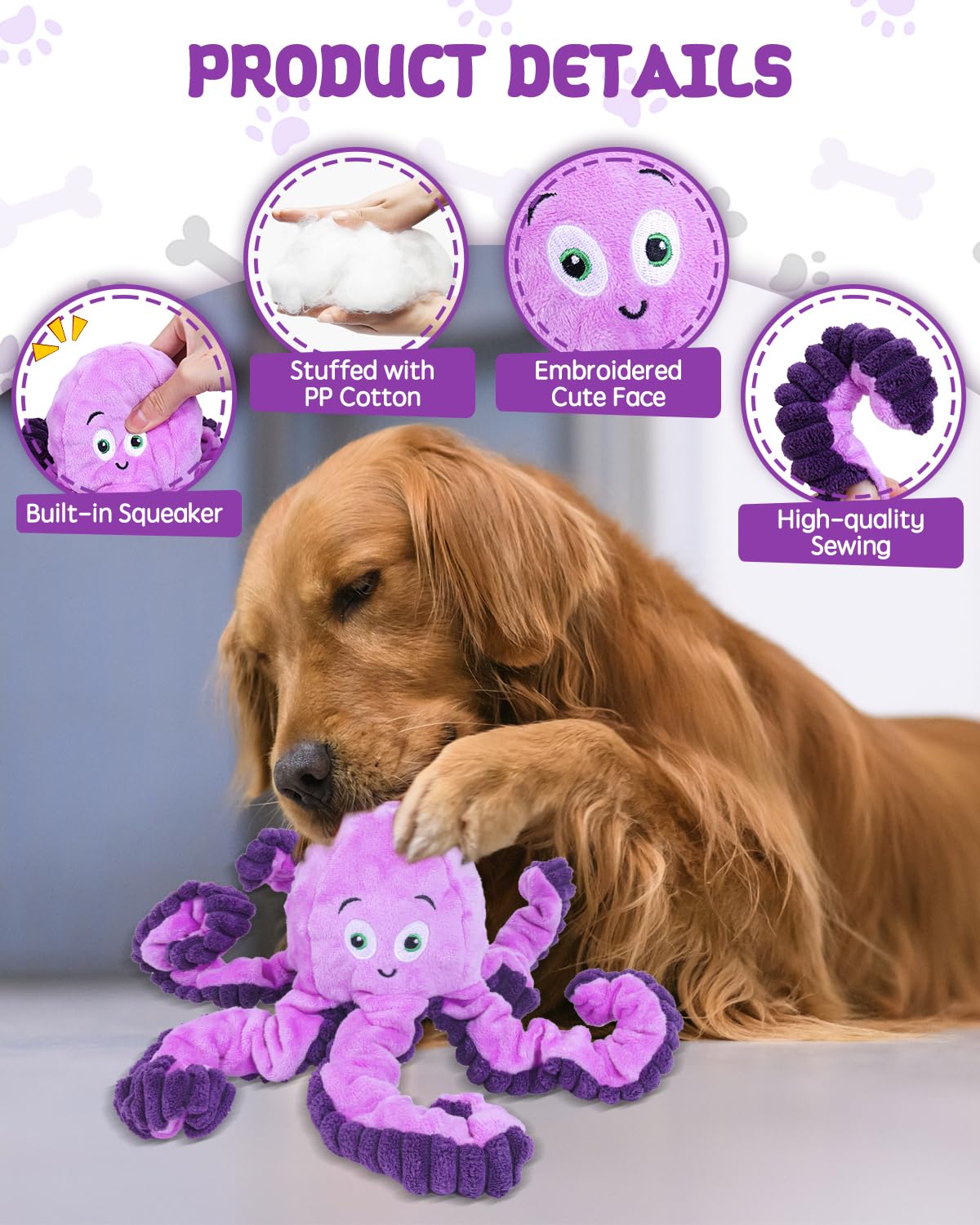 Juguetes chirriantes para perros, juguetes chirriantes de peluche suave para perros pequeños, medianos y grandes