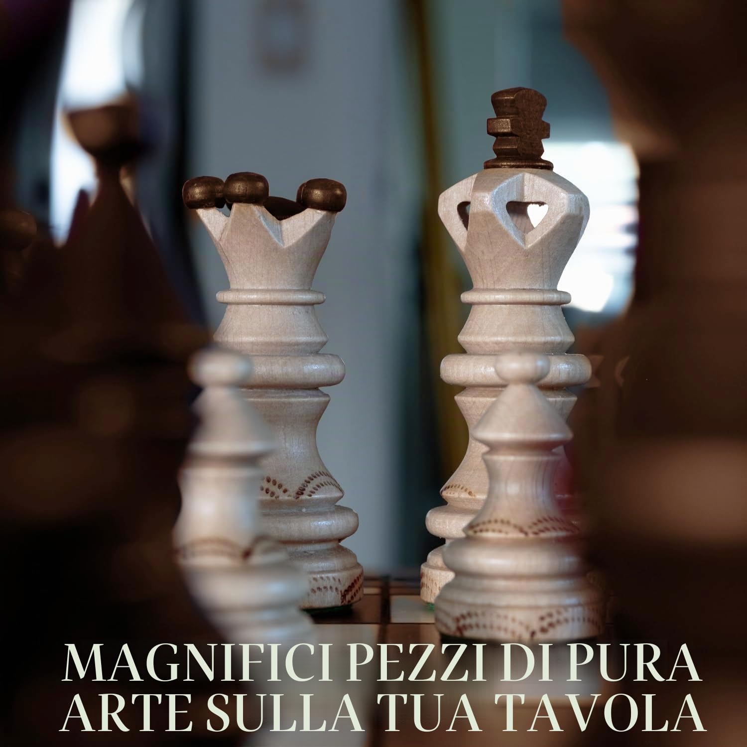 Imperator - Set di scacchi in legno di lusso da 21 pollici, per adulti e bambini, realizzato a mano in legno di faggio e betulla di alta qualità