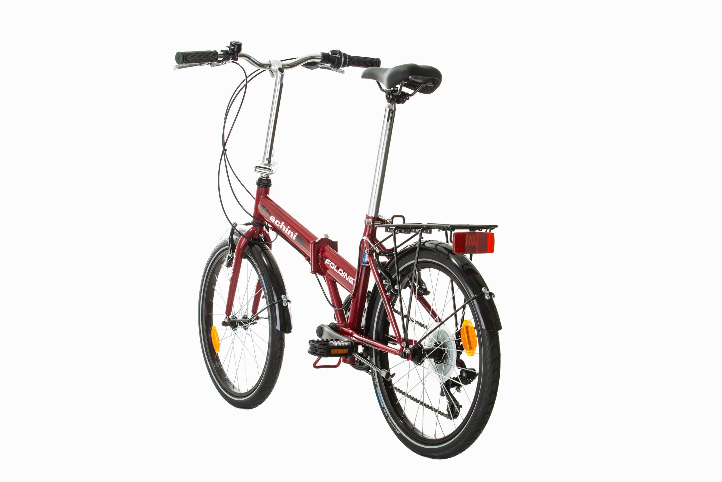 Multibrand PROBIKE Pieghevole 20 pollici, bicicletta pieghevole a 6 marce, bicicletta da uomo e ragazzo, parafanghi, adatto a partire da 155 cm - 185 cm (rosso/bianco)