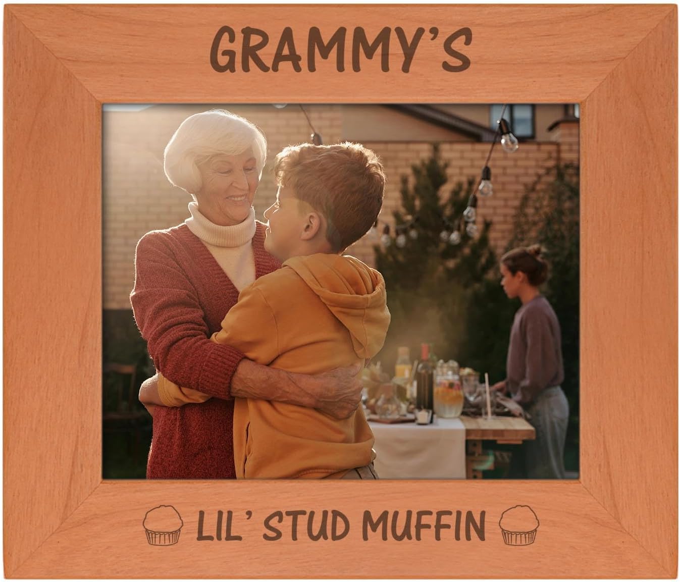 Personalized Gifts Grammy's Lil Stud Muffin Baby Grandson Gift Natural Wood Engraved 5x7 Portrait Picture Frame Wood