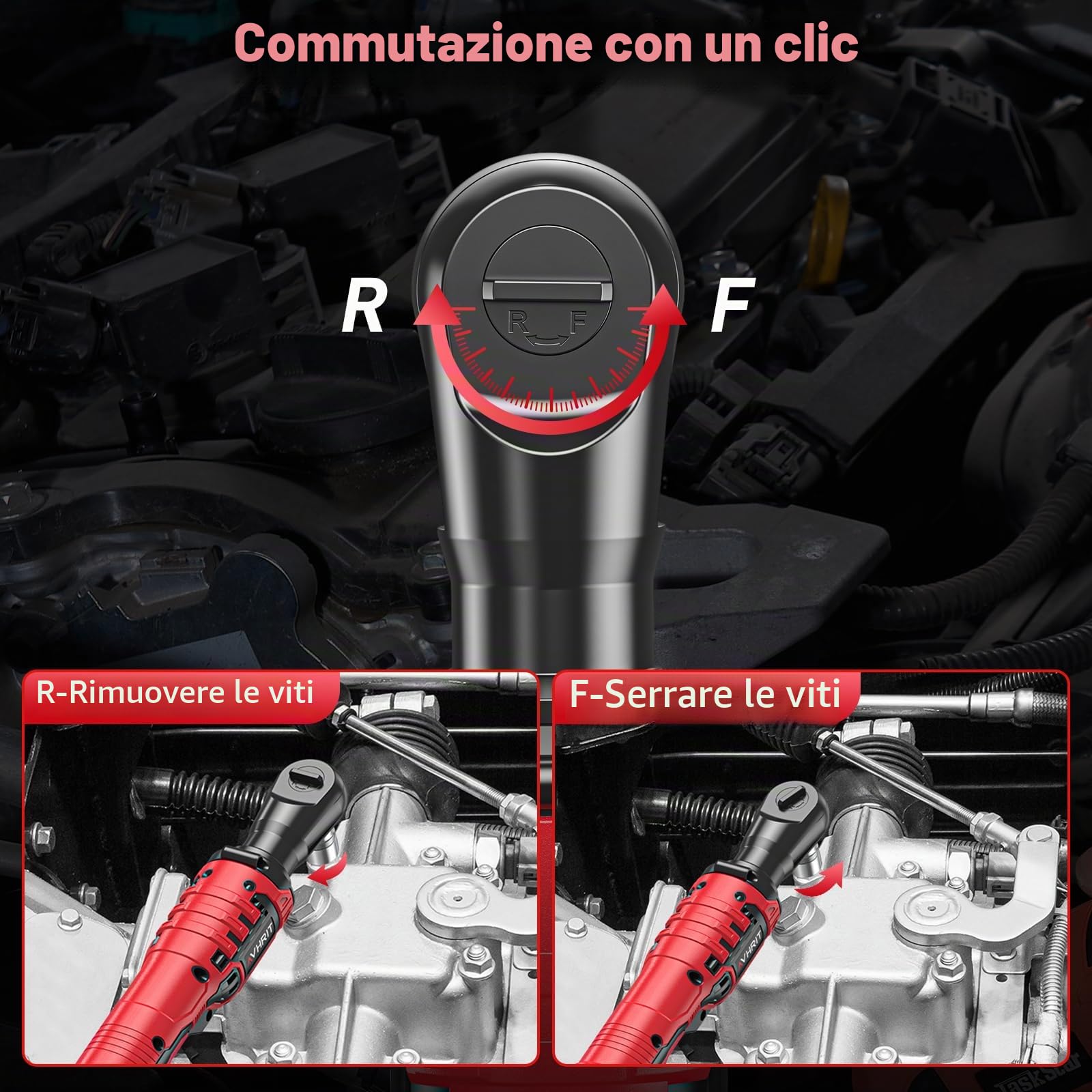 Chiave a cricchetto elettrica 3/8" Senza Fili: 120Nm (88 Ft-lbs) + 200 RPM, con 2 Batterie 2.0Ah, Luce LED e Set da 11 Boccole,Potente chiave elettrica per Auto e Riparazioni Domestiche