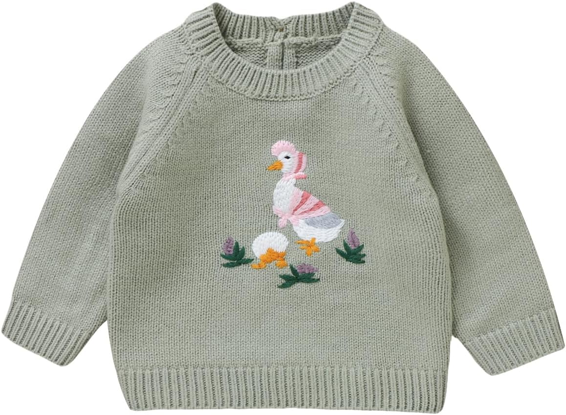 Neiwech Baby Knit Sweater Boys Girls Goose Pullover Sweatshirt Round Neck Long Sleeve Toddler Tops Warm Fall Winter Clothes