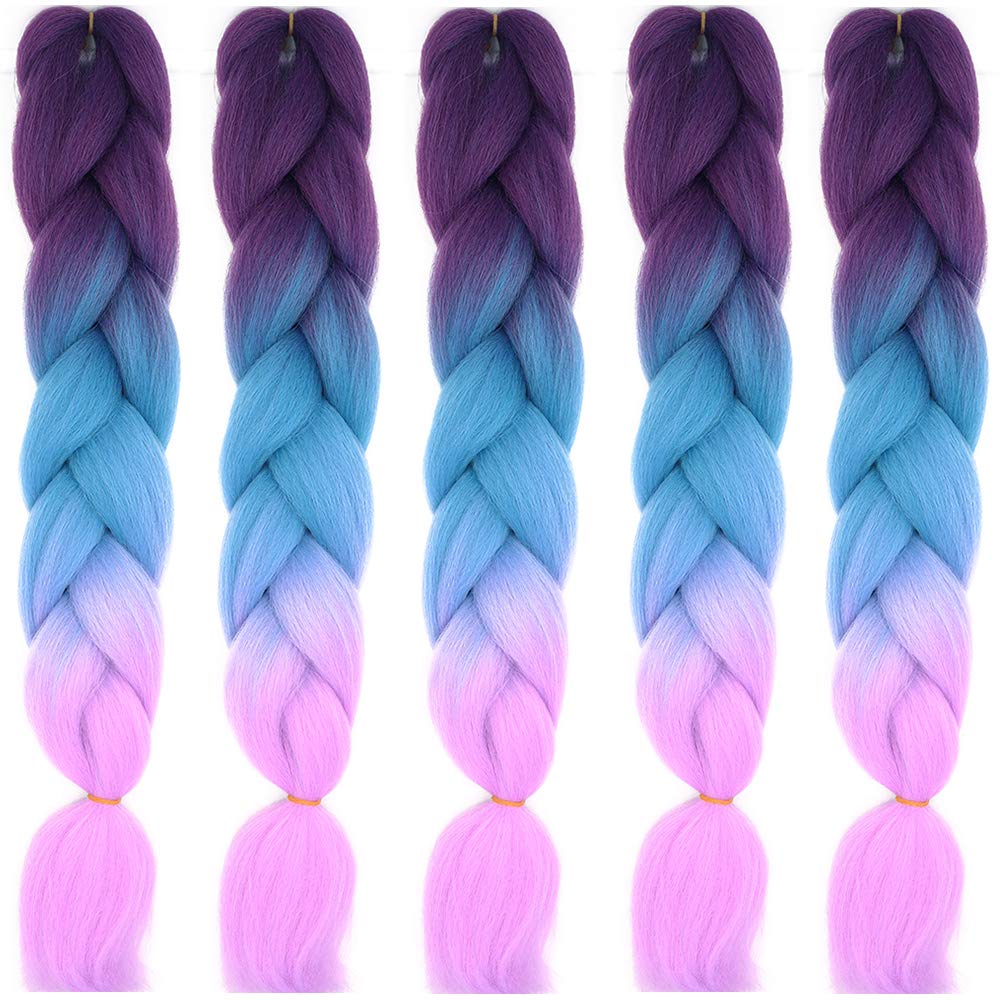 24inch Jumbo Braids Hair Extensions Ombre Braiding Hair Synthetic 3Pieces/lot Crochet Twist High Temperature African Box Braids, Sapphire Blue — view 39