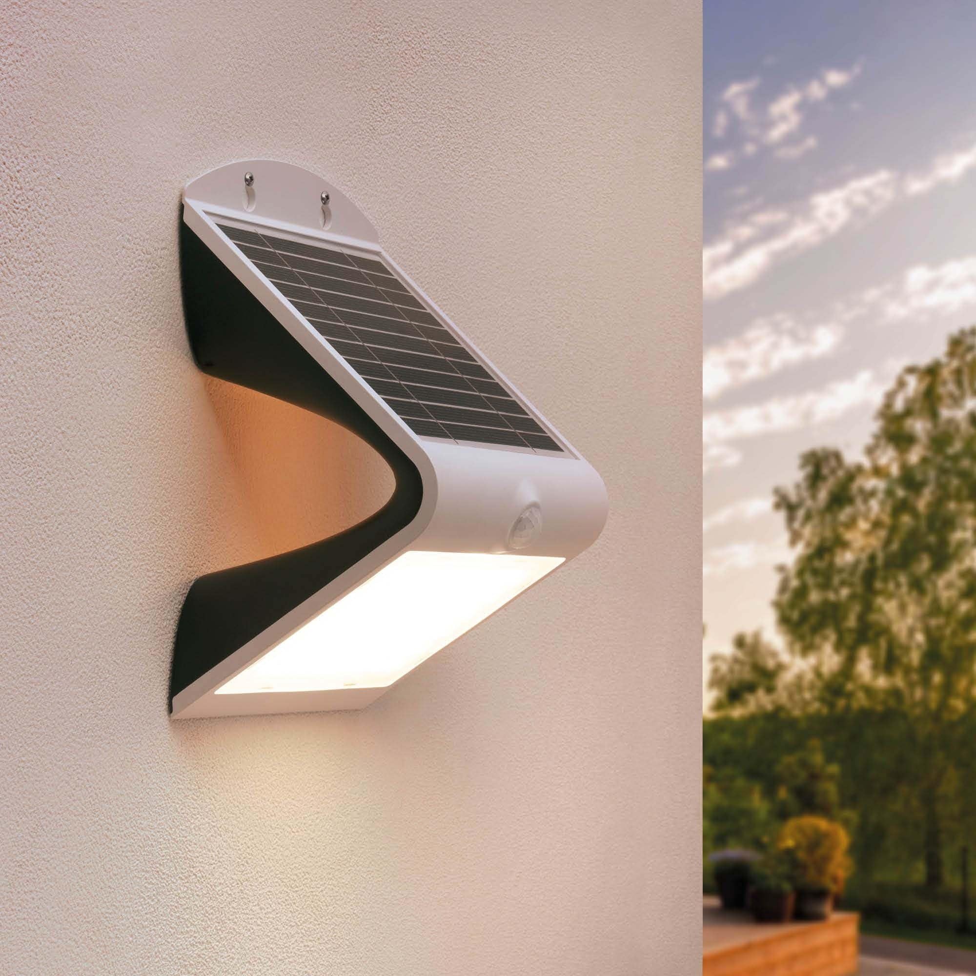 Ledvion White - Modern Solar Wall Lamp On Solar Energy Motion Sensor, 4W, 3000K, Ip65waterproof & 220 Lumen,