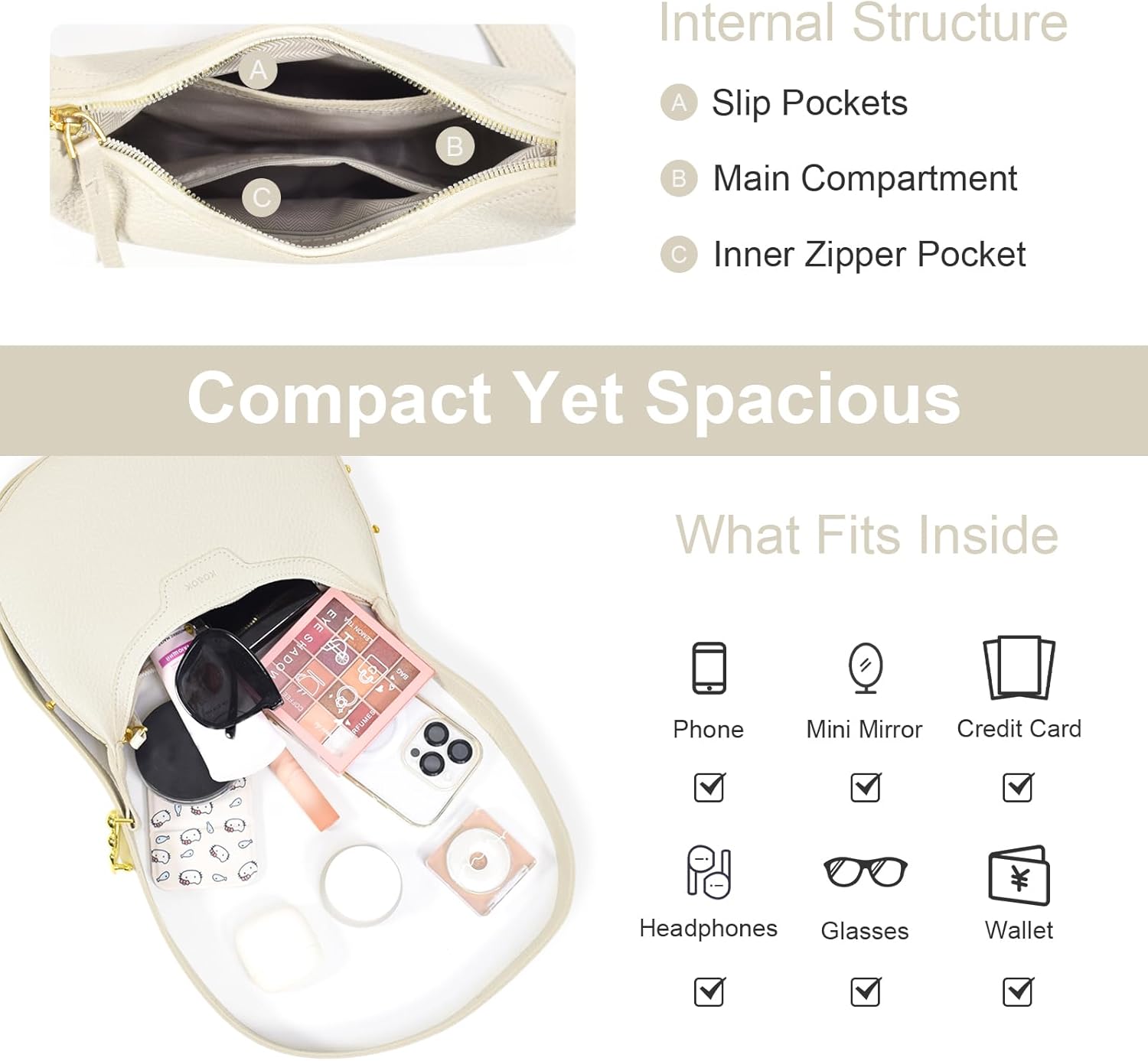 Leather Crescent Shoulder Bag for Women Crossbody Handbag Saddle Bag Chic Satchel Purse - Image 7