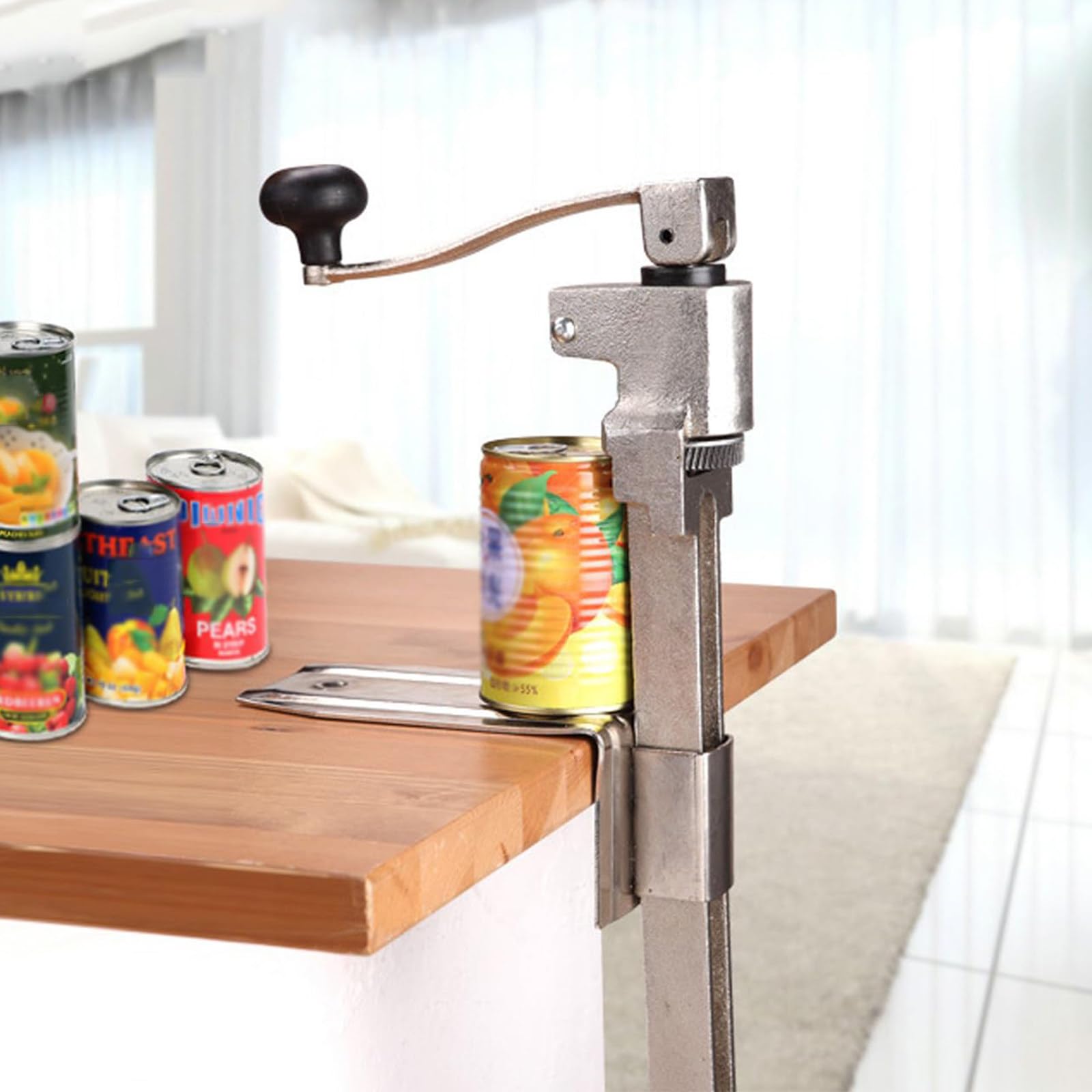 Abrelatas De Metal Ajustable, Para Latas De Hasta 25/32 Cm De Alto, Abrelatas Industrial, Con Base De Acero Chapado, Para Restaurante, Hotel, Bar,Large
