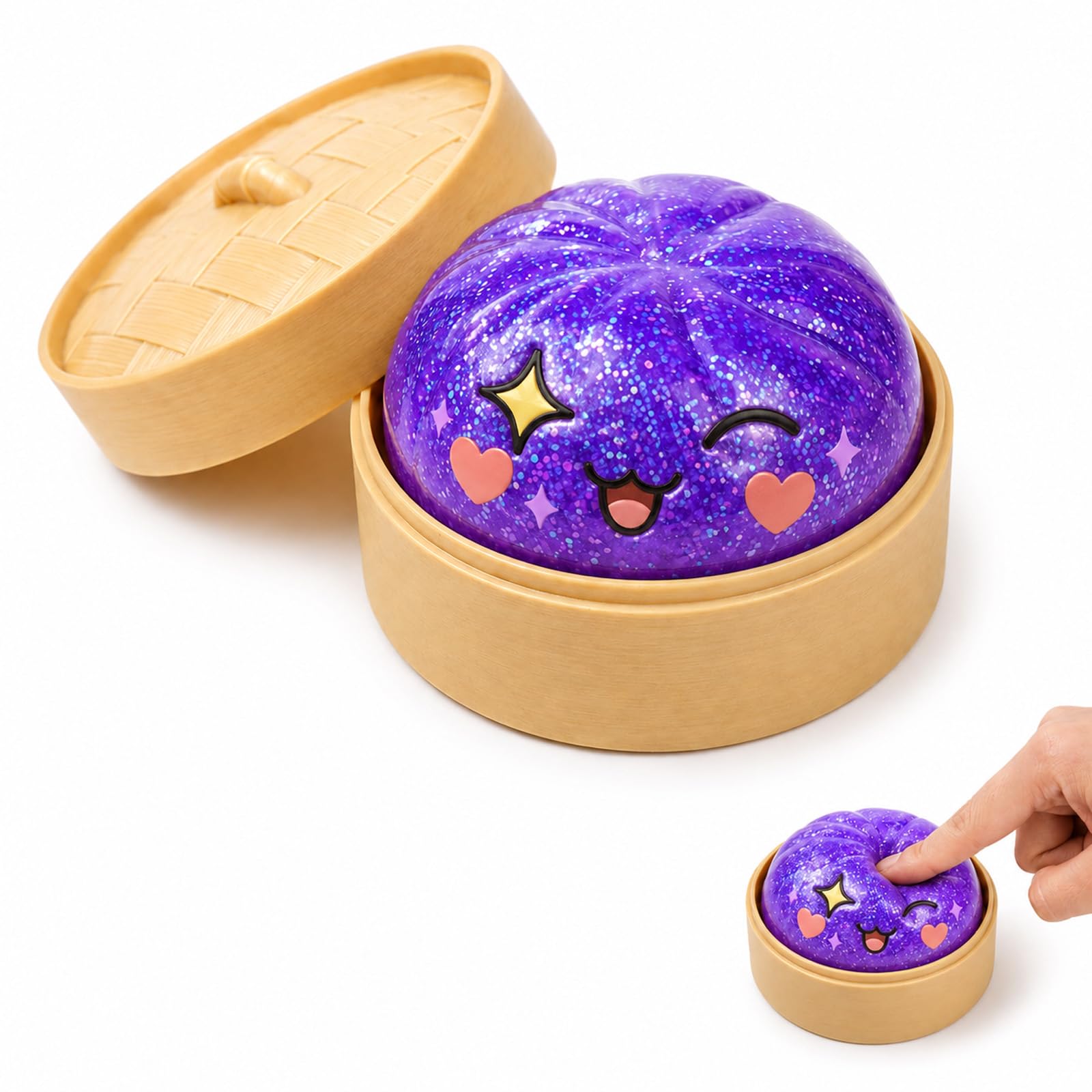 Dumpling Squishy, Purple Glitter Gold Dumpling Squishy with Soft Texture for Classroom and Office Use