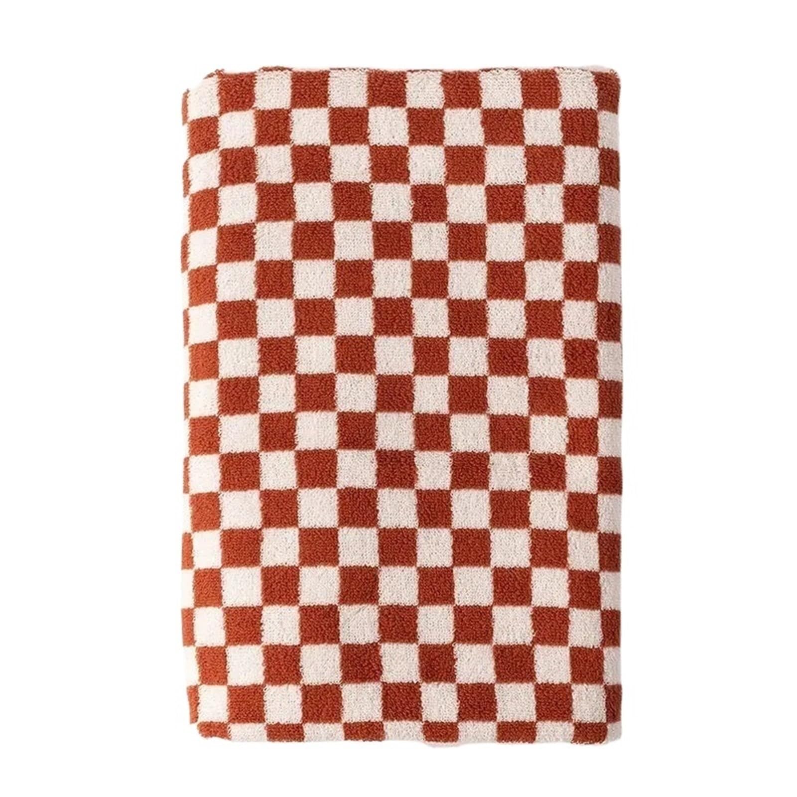 FGUJSUR Hand Towels Vintage Plaid Bath Towel Checkerboard Hand Absorbent Face Bathroom Home Hotel Outdoor Comfortable Towels(Red)