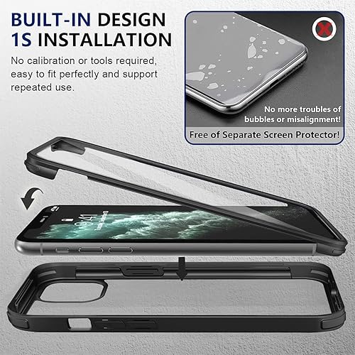 Miniatura 7 de UBUNU Funda para iPhone 13 Pro con protector de pantalla vidrio templado 9H integrado, protección de cuerpo completo 360 de doble capa de protección