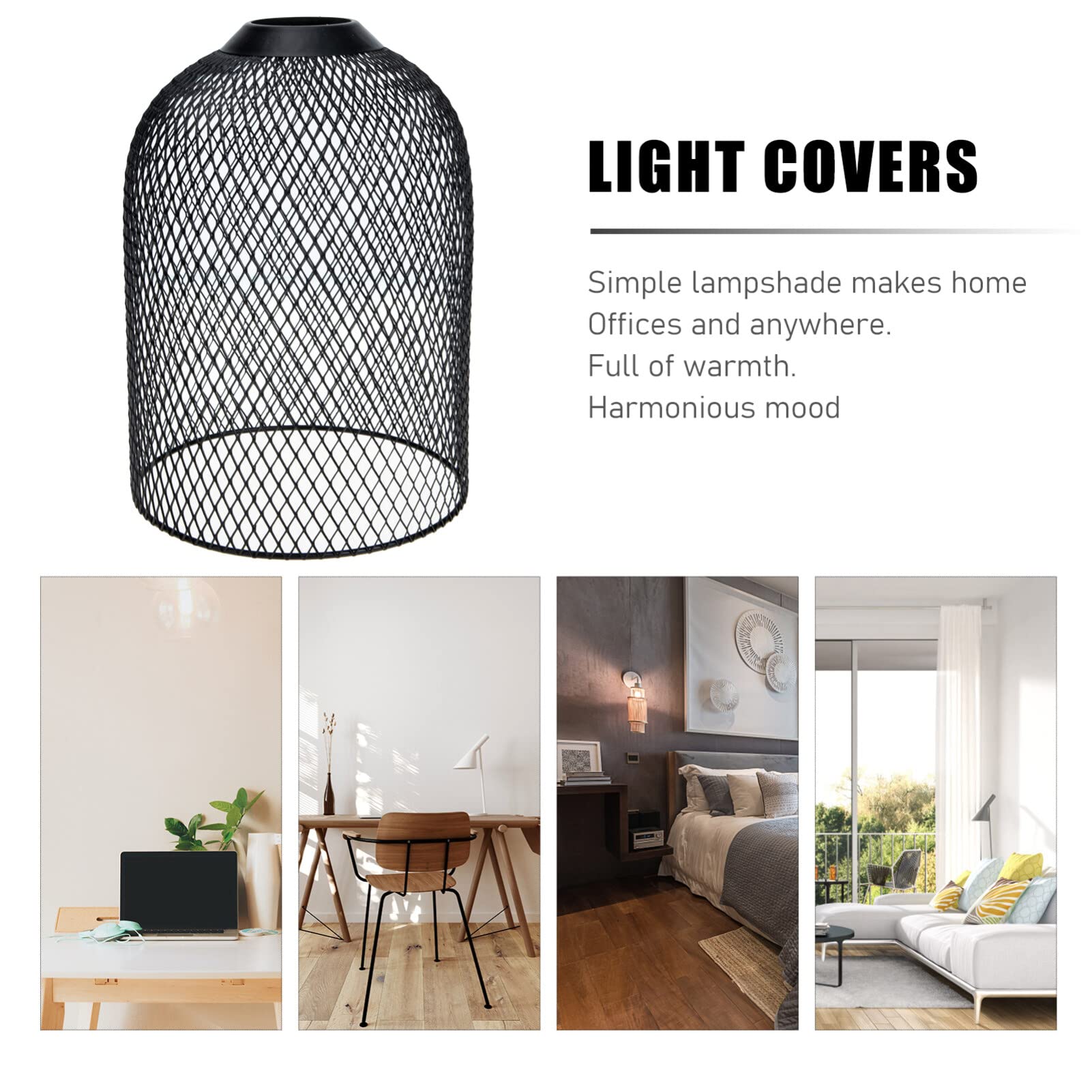 Mobestech Wydrążona osłona cienia 20 x 15 cm abażur żelazna sztuka metalowy klosz lampy ze wzorem drzewa do lampy stołowej - klatka dla ptaków czarna
