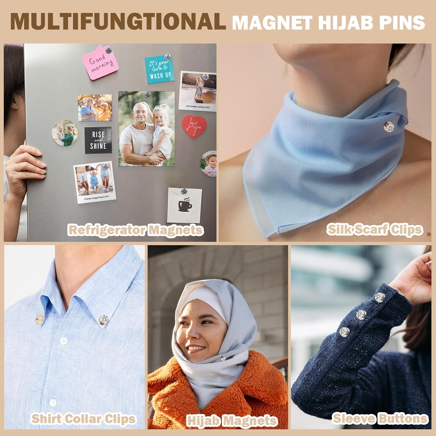 Strong Magnetic Hijab Pins, Powerful Pinless Magnets for MuslinWomen, No-Snag Colorful Scarf Magnet Clasp - Image 5