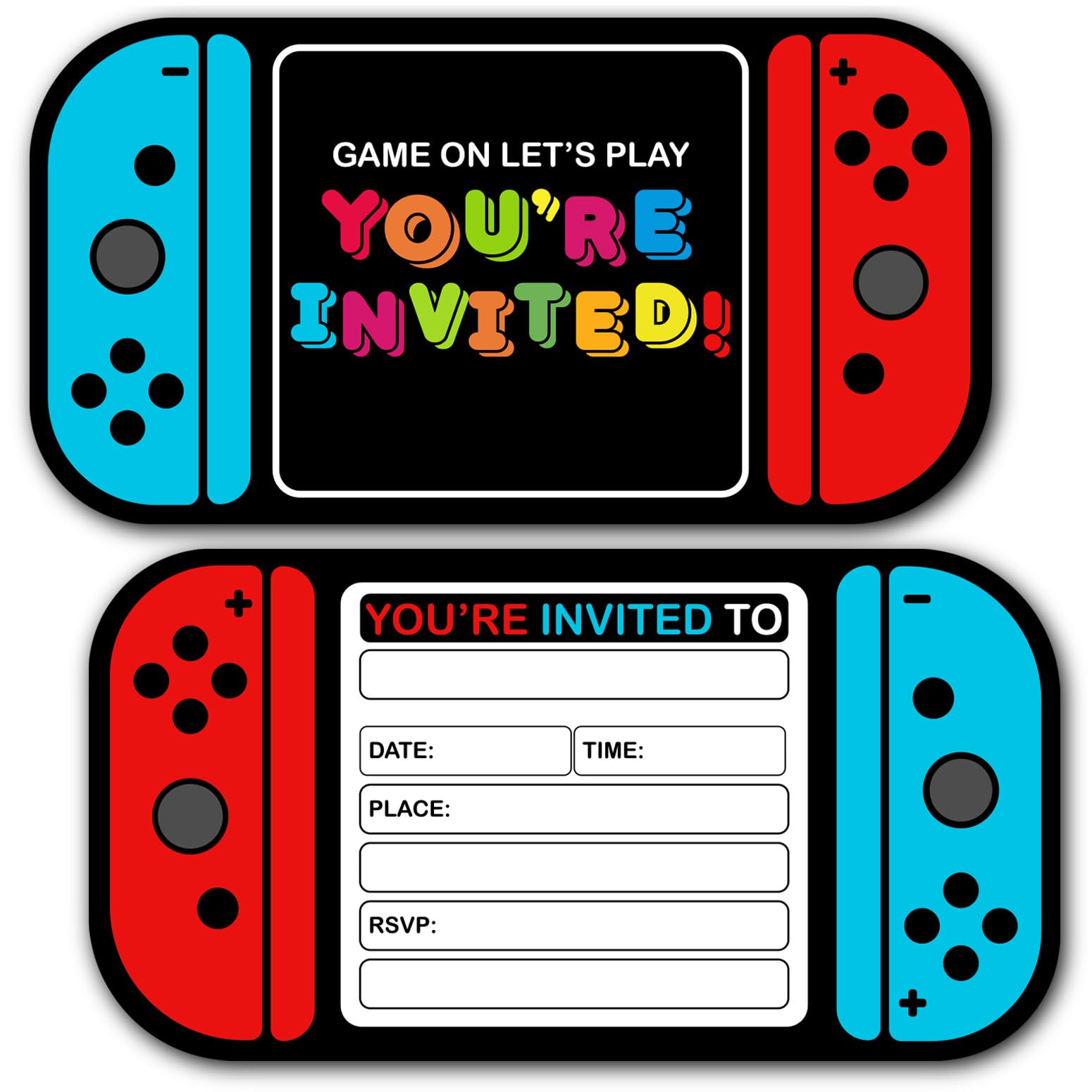 VAVINCI Video Gamer Birthday Invitations, Birthday Invite Cards for Kids Boys, Game Lovers Birthday Party Favors, 30 Set with Envelopes.